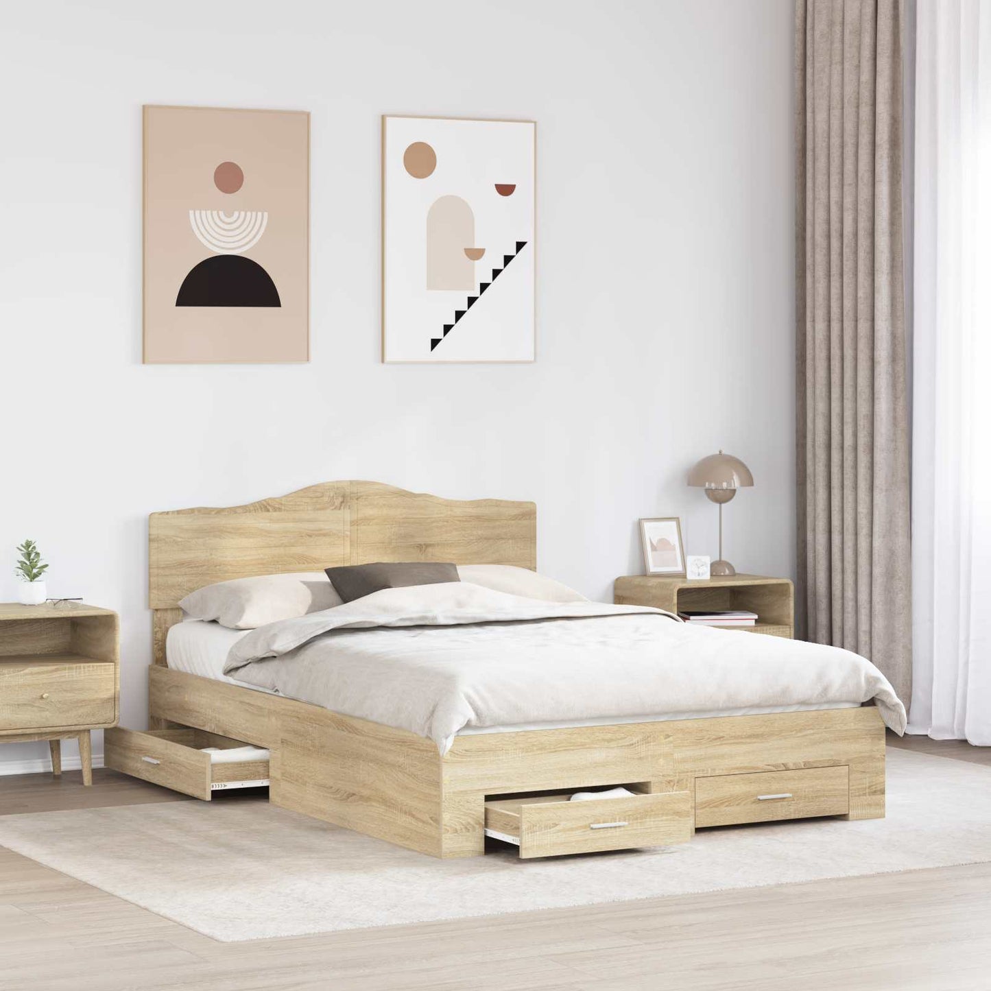 vidaXL Σκελετός Κρεβατιού Δρύς Sonoma 140 x 190 cm Επεξεργασμένο ξύλο