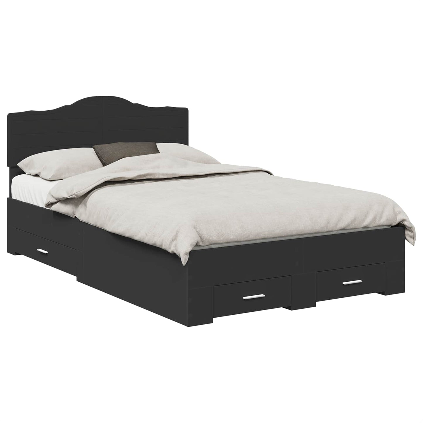 vidaXL Σκελετός Κρεβατιού Μαύρο 135 x 190 cm Επεξεργασμένο ξύλο