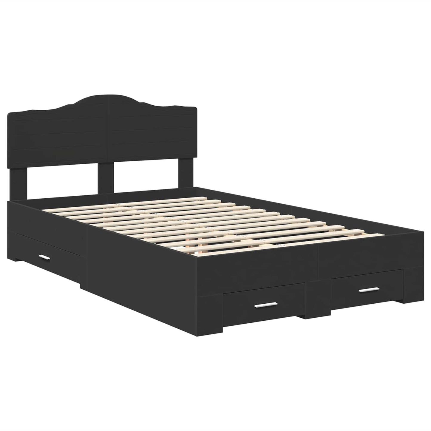 vidaXL Σκελετός Κρεβατιού Μαύρο 135 x 190 cm Επεξεργασμένο ξύλο