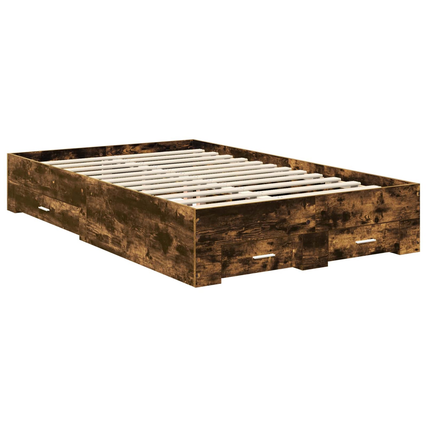 vidaXL Σκελετός Κρεβατιού με κεφαλάρι Καπνιστό Δρύς 135 x 190 cm