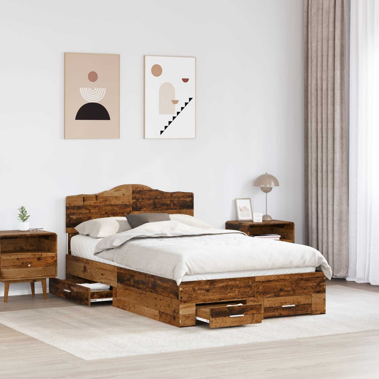 vidaXL Σκελετός Κρεβατιού Παλιό ξύλο 120 x 190 cm Επεξεργασμένο ξύλο