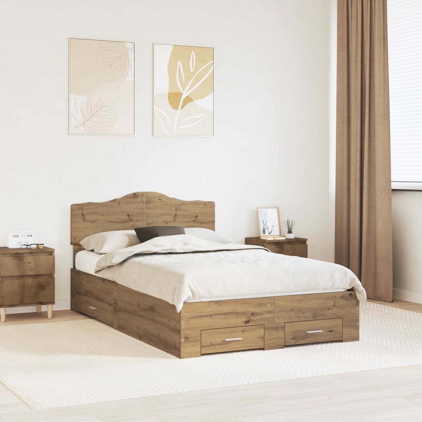 vidaXL Σκελετός Κρεβατιού Artisan Oak 120 x 190 cm Επεξεργασμένο ξύλο