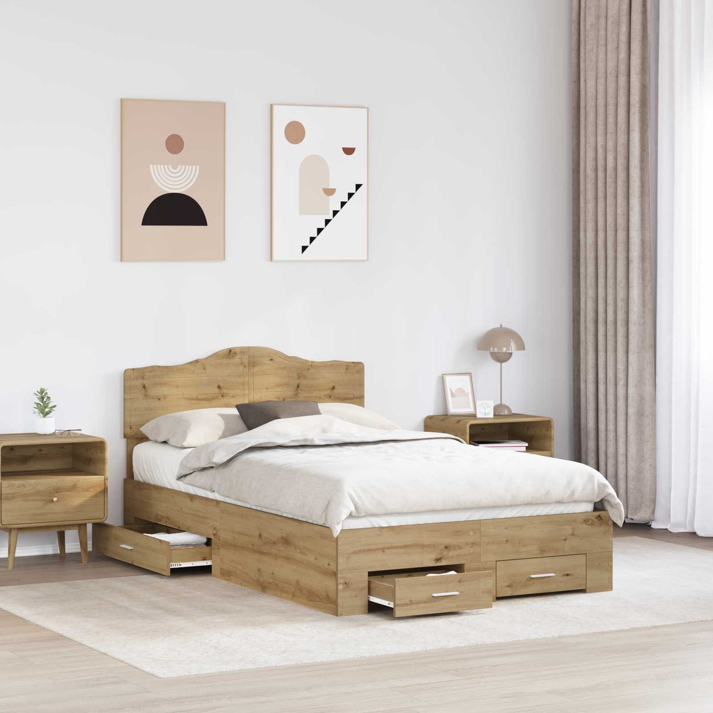 vidaXL Σκελετός Κρεβατιού Artisan Oak 120 x 190 cm Επεξεργασμένο ξύλο