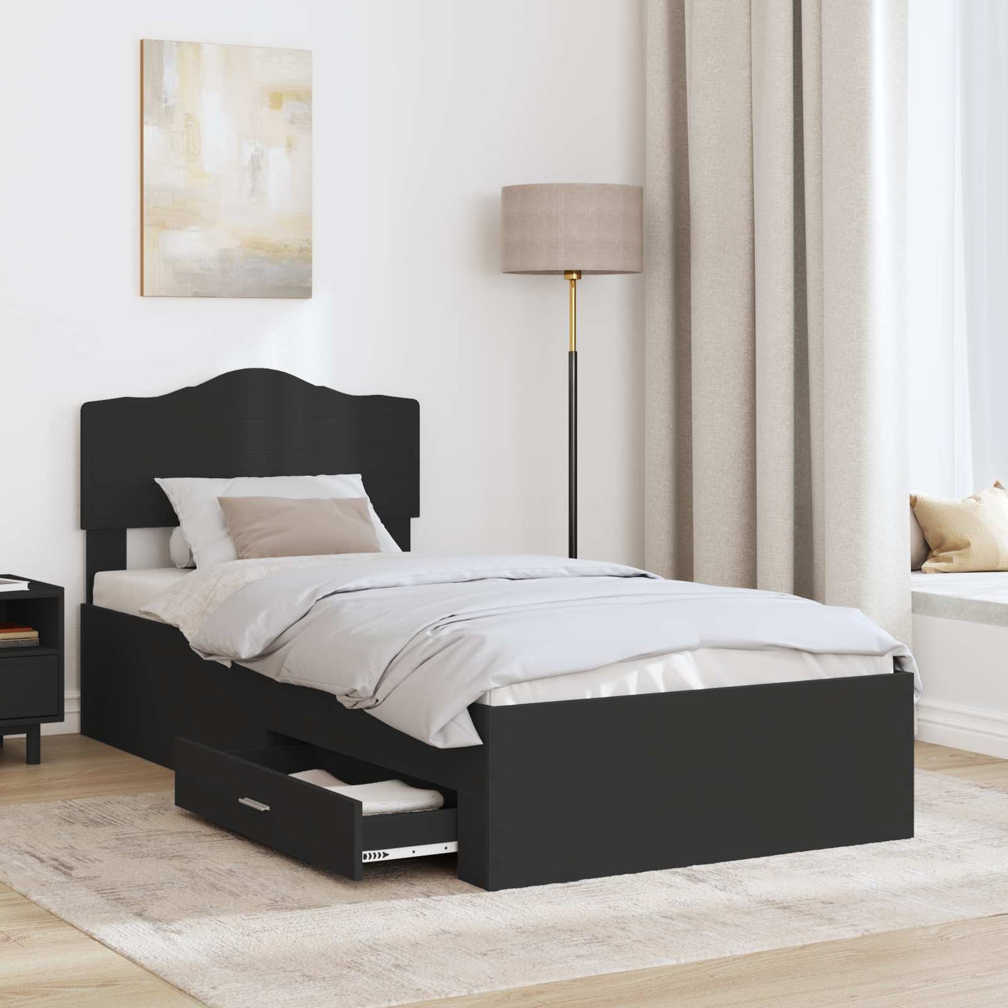vidaXL Σκελετός Κρεβατιού Μαύρο 100 x 200 cm Επεξεργασμένο ξύλο