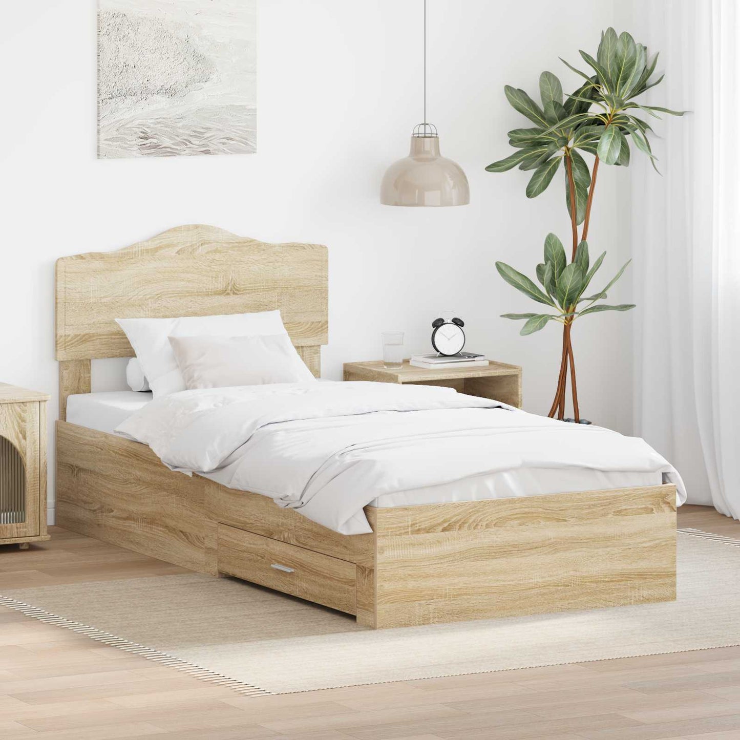 vidaXL Σκελετός Κρεβατιού Δρύς Sonoma 100 x 200 cm Επεξεργασμένο ξύλο