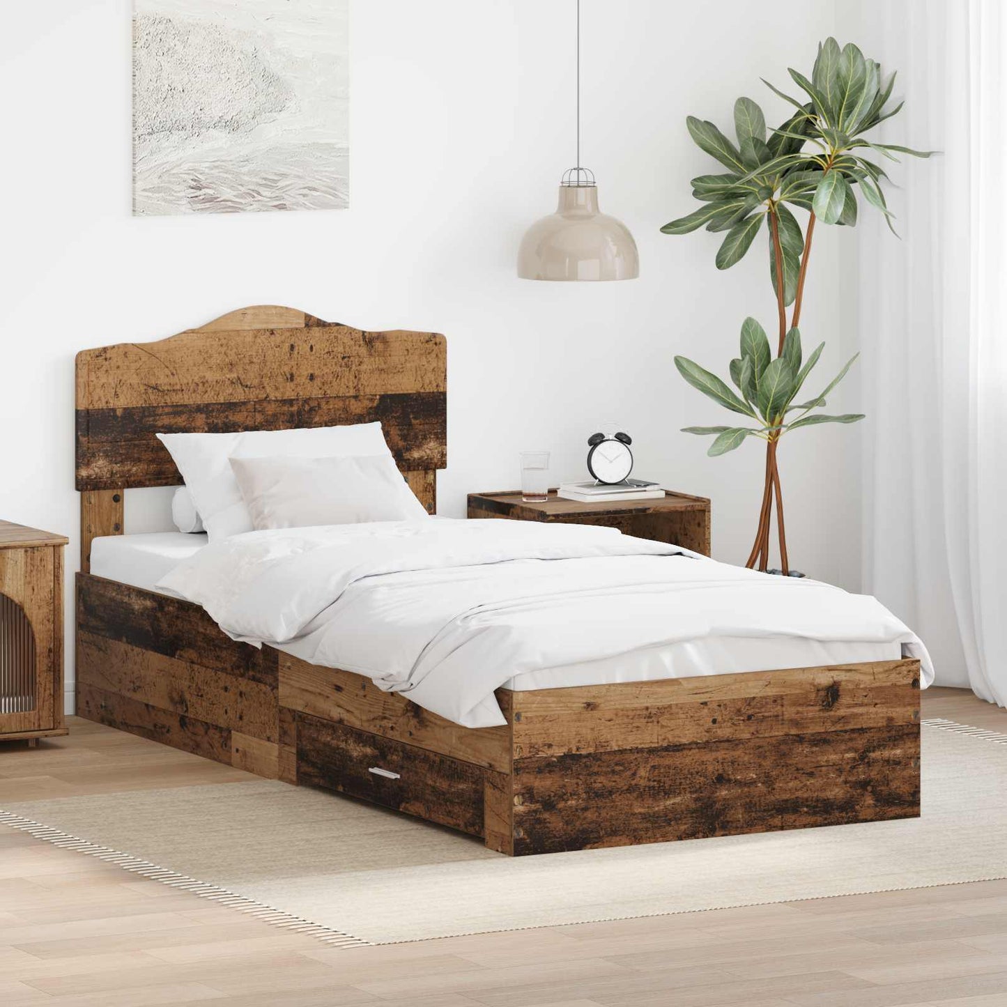 vidaXL Σκελετός Κρεβατιού Παλιό ξύλο 100 x 200 cm Επεξεργασμένο ξύλο