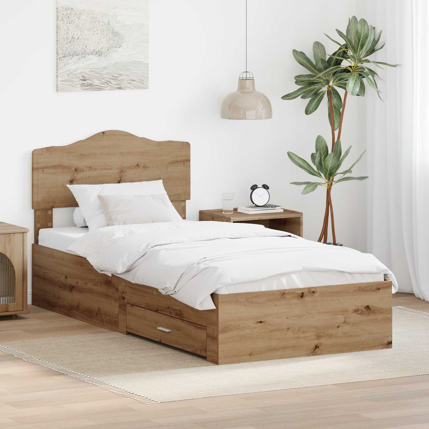 vidaXL Σκελετός Κρεβατιού Artisan Oak 100 x 200 cm Επεξεργασμένο ξύλο