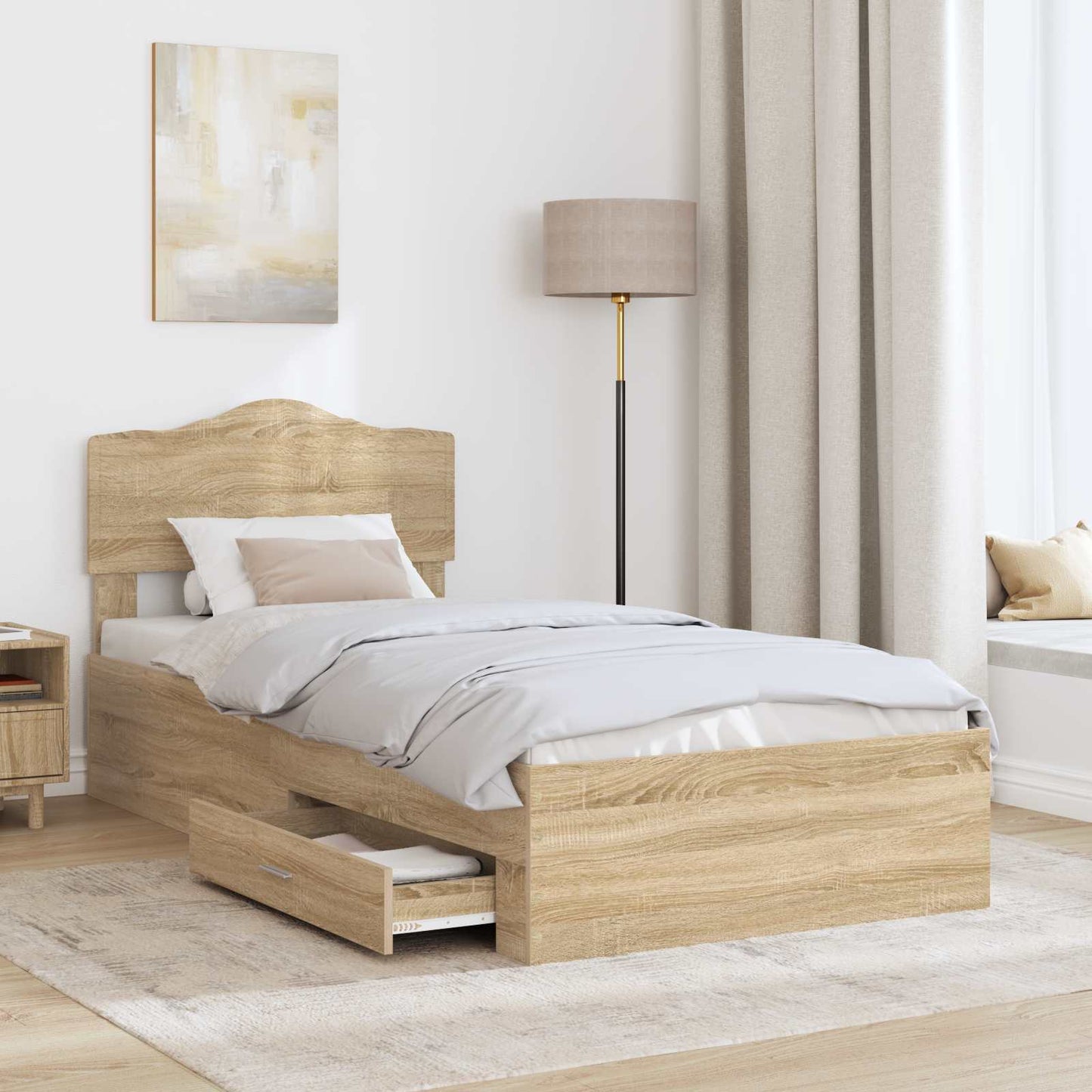 vidaXL Σκελετός Κρεβατιού Δρύς Sonoma 90 x 200 cm Επεξεργασμένο ξύλο