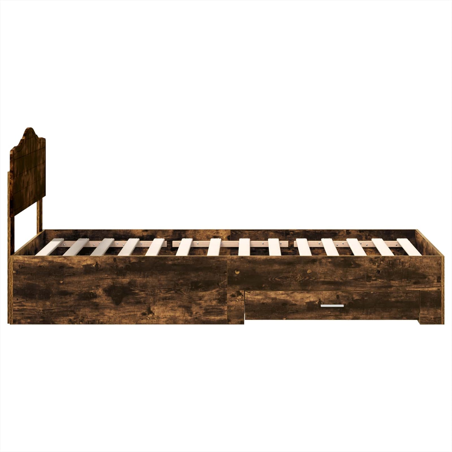 vidaXL Σκελετός Κρεβατιού Καπνιστό Δρύς 90 x 190 cm Επεξεργασμένο ξύλο