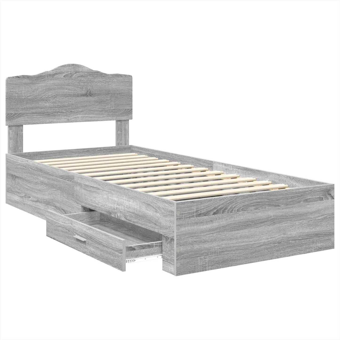 vidaXL Σκελετός Κρεβατιού Γκρίζο Σονομα 90 x 190 cm Επεξεργασμένο ξύλο