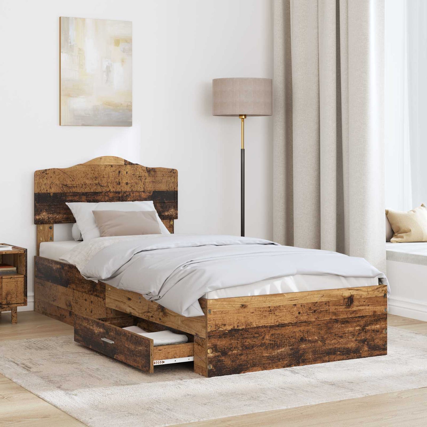 vidaXL Σκελετός Κρεβατιού Παλιό ξύλο 90 x 190 cm Επεξεργασμένο ξύλο