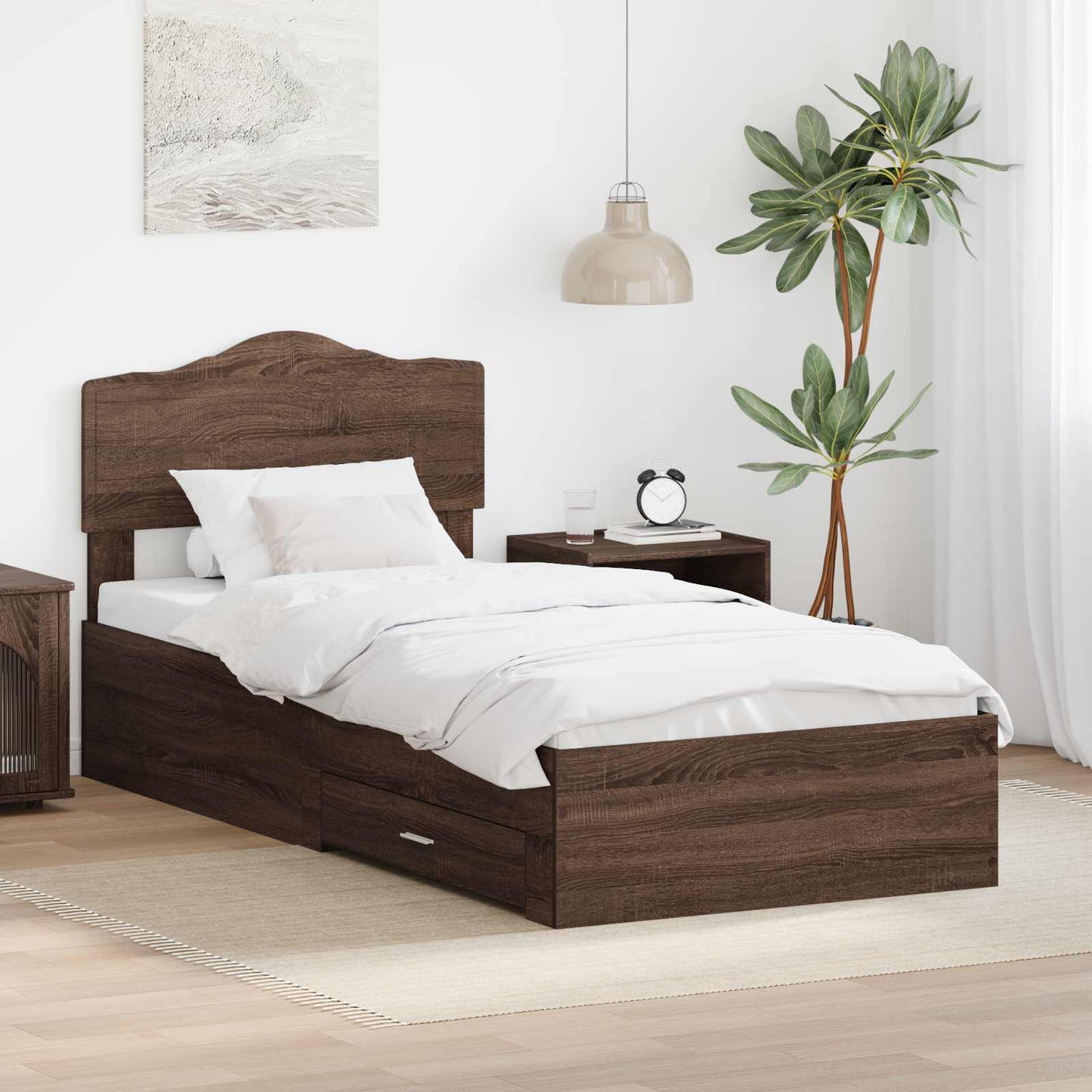vidaXL Σκελετός Κρεβατιού Καφέ δρυς 70 x 190 cm Επεξεργασμένο ξύλο