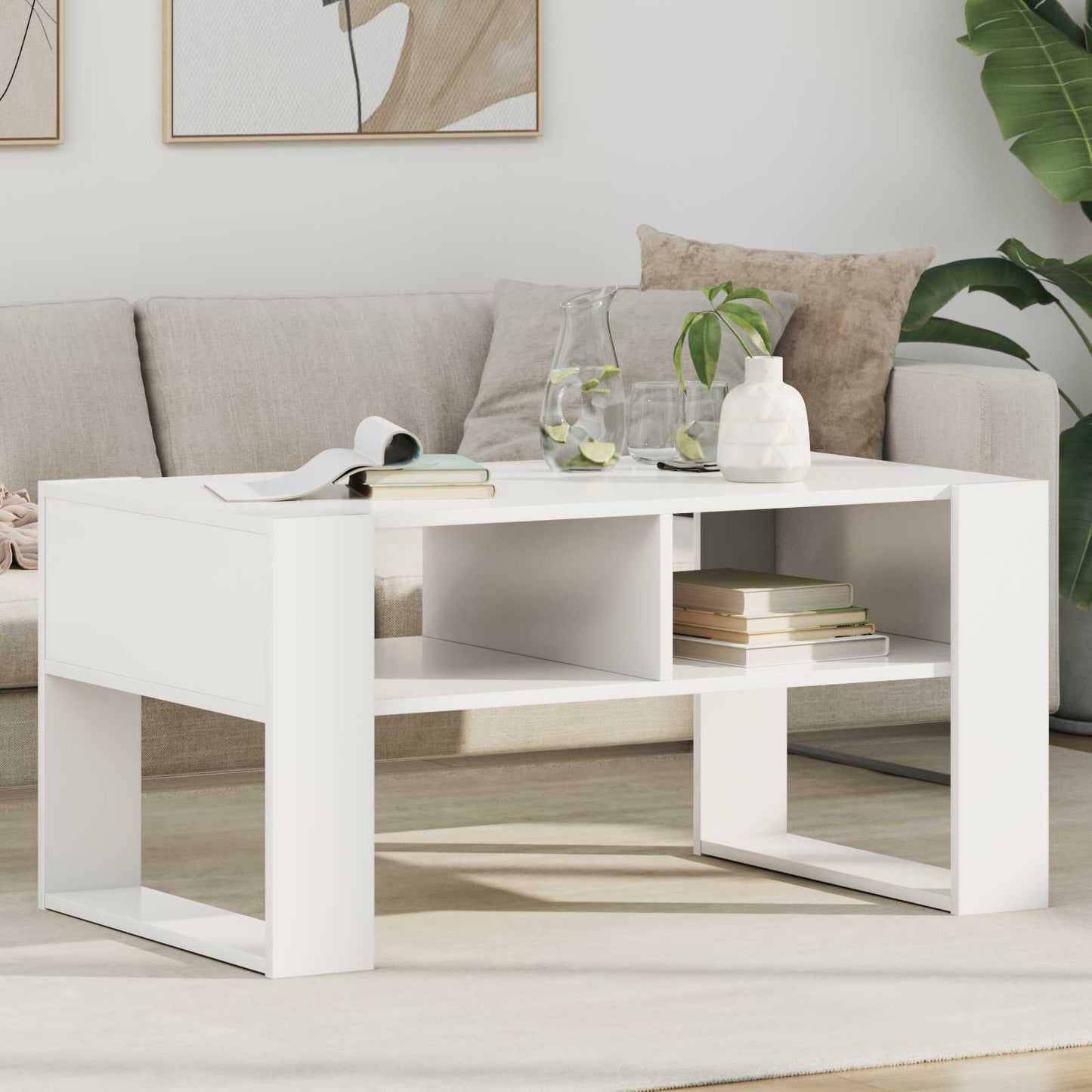vidaXL Τραπεζάκι σαλονιού Λευκό 92 x 53 x 45 εκ. Επεξεργασμένο ξύλο