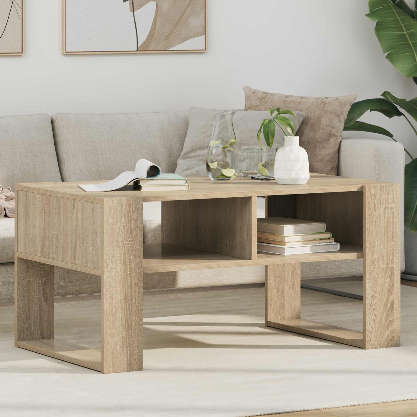 vidaXL Τραπεζάκι σαλονιού με αποθήκευση Δρύς Sonoma 92 x 53 x 45 εκ.