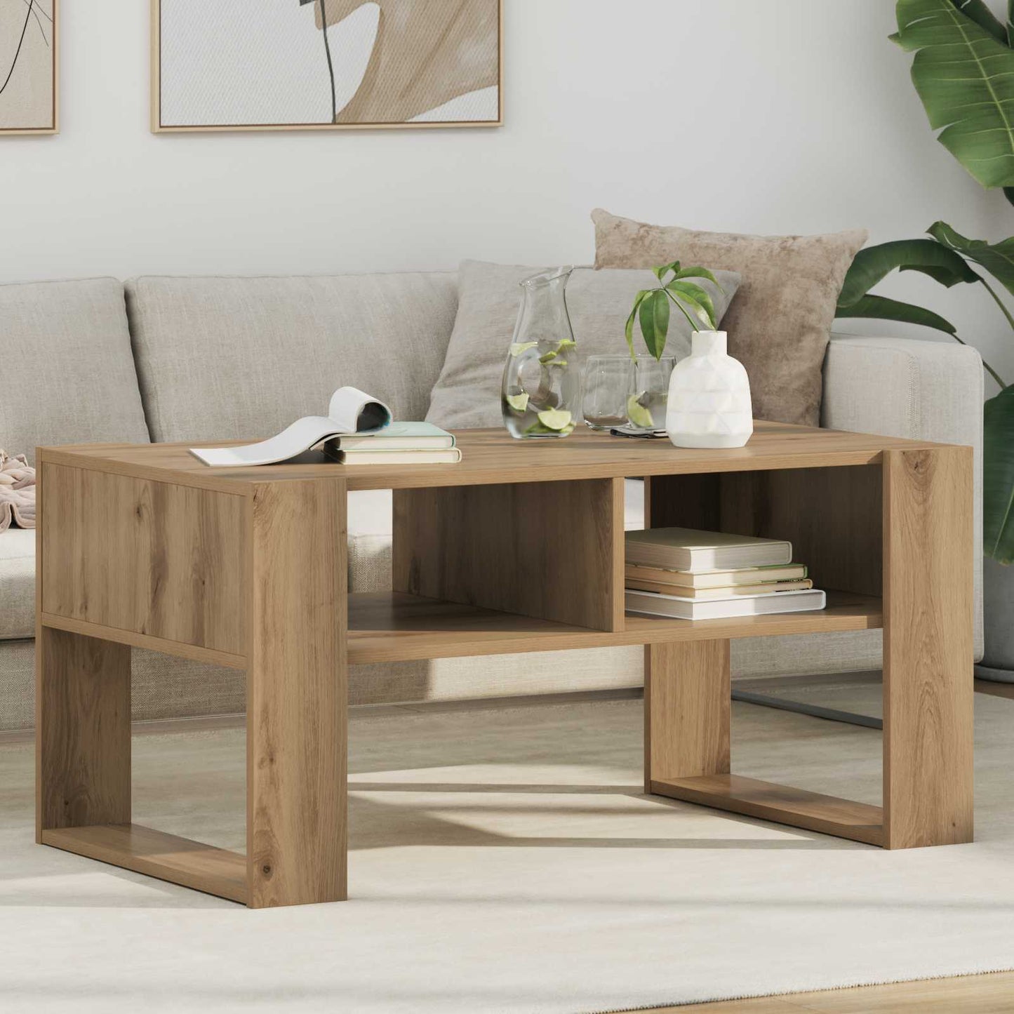 vidaXL Τραπεζάκι σαλονιού με αποθήκευση Artisan Oak 92 x 53 x 45 εκ.