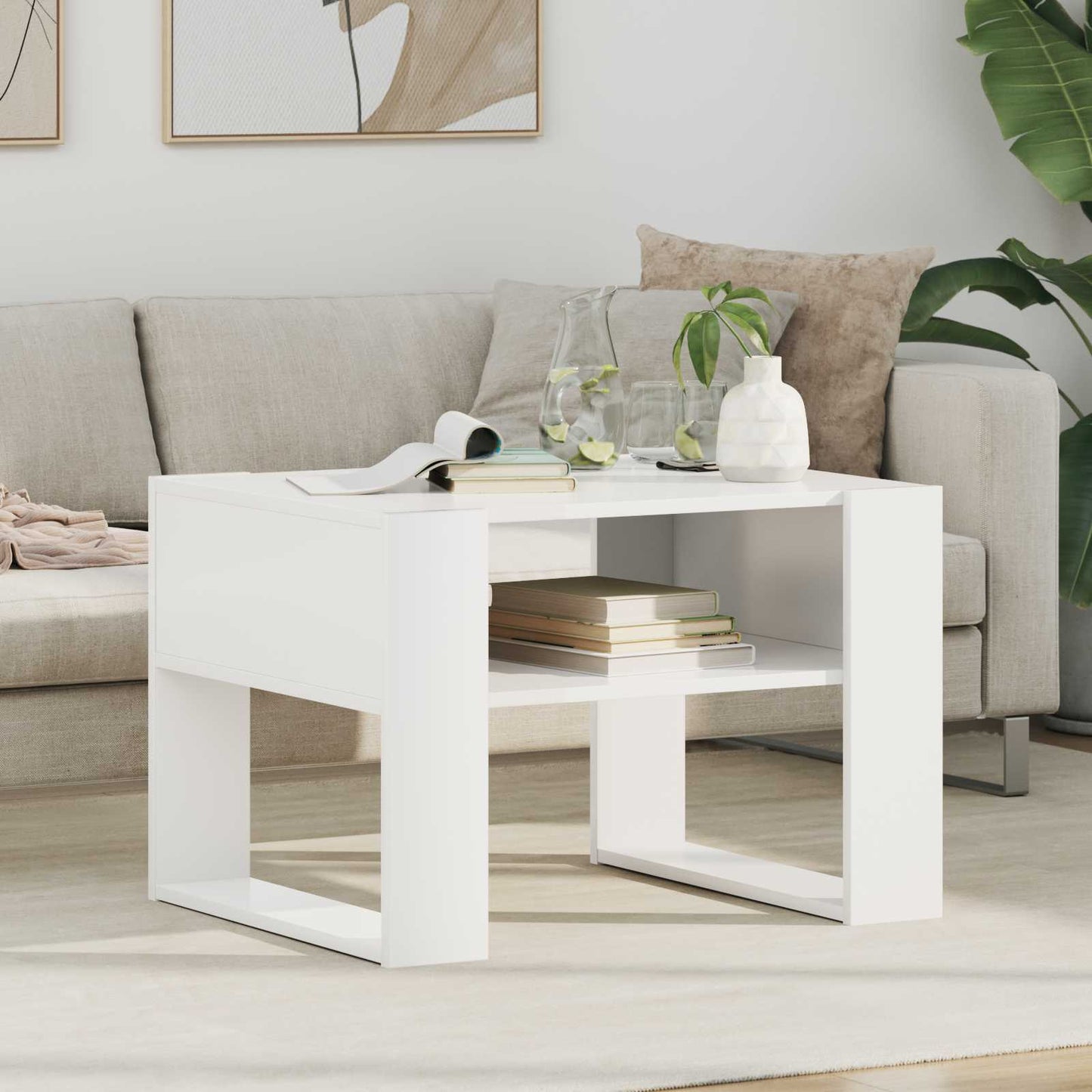vidaXL Τραπεζάκι σαλονιού Λευκό 66 x 53 x 45 εκ. Επεξεργασμένο ξύλο