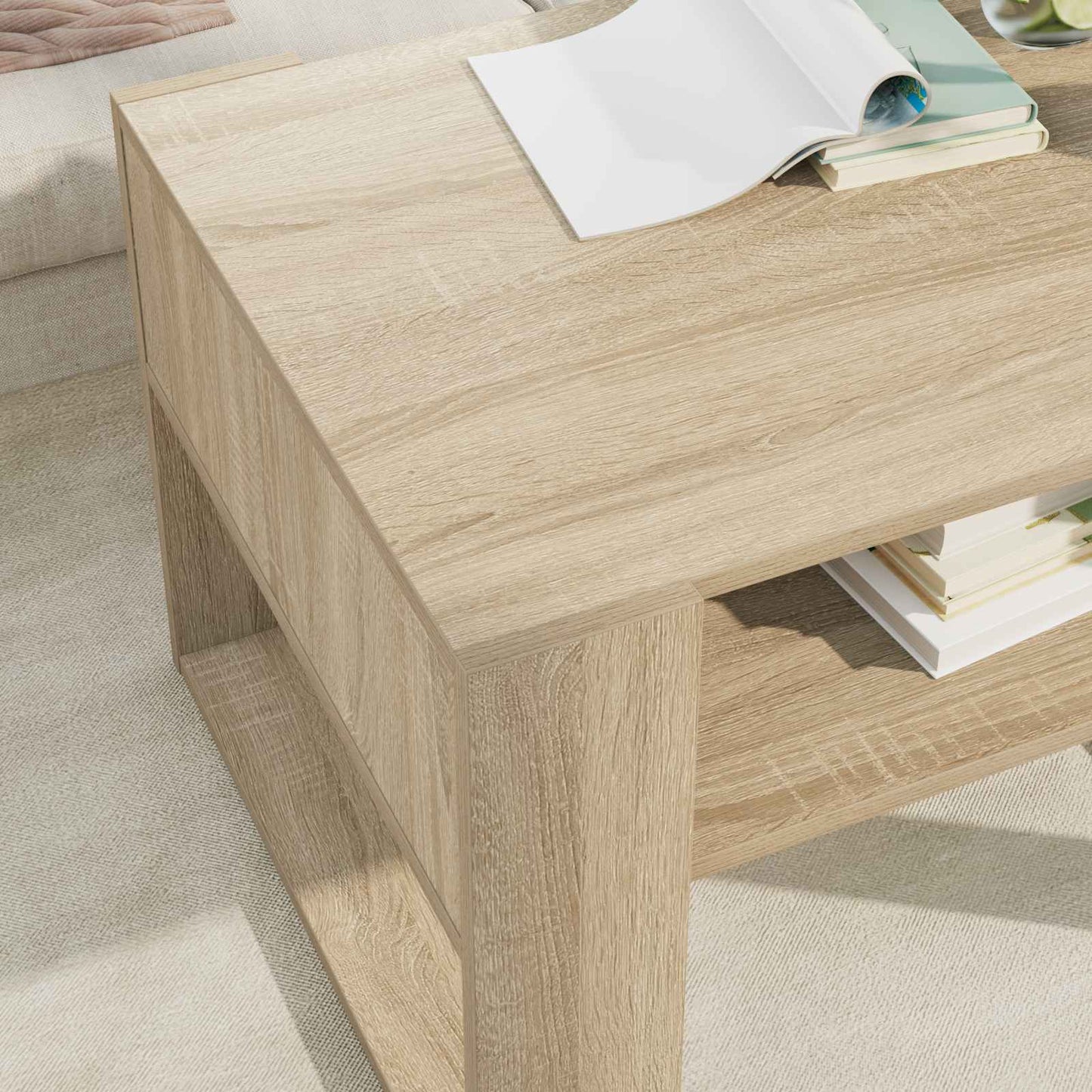 vidaXL Τραπεζάκι σαλονιού με αποθήκευση Δρύς Sonoma 66 x 53 x 45 εκ.