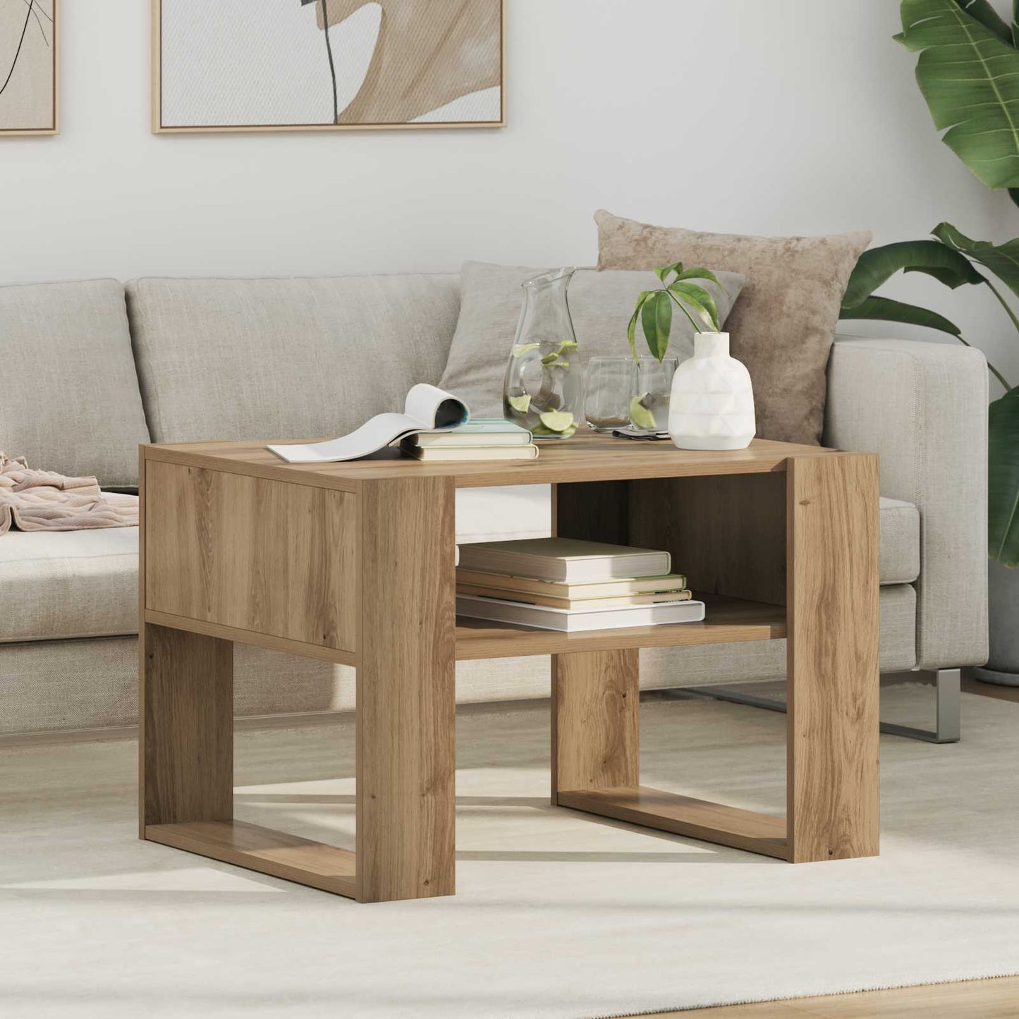 vidaXL Τραπεζάκι σαλονιού με αποθήκευση Artisan Oak 66 x 53 x 45 εκ.
