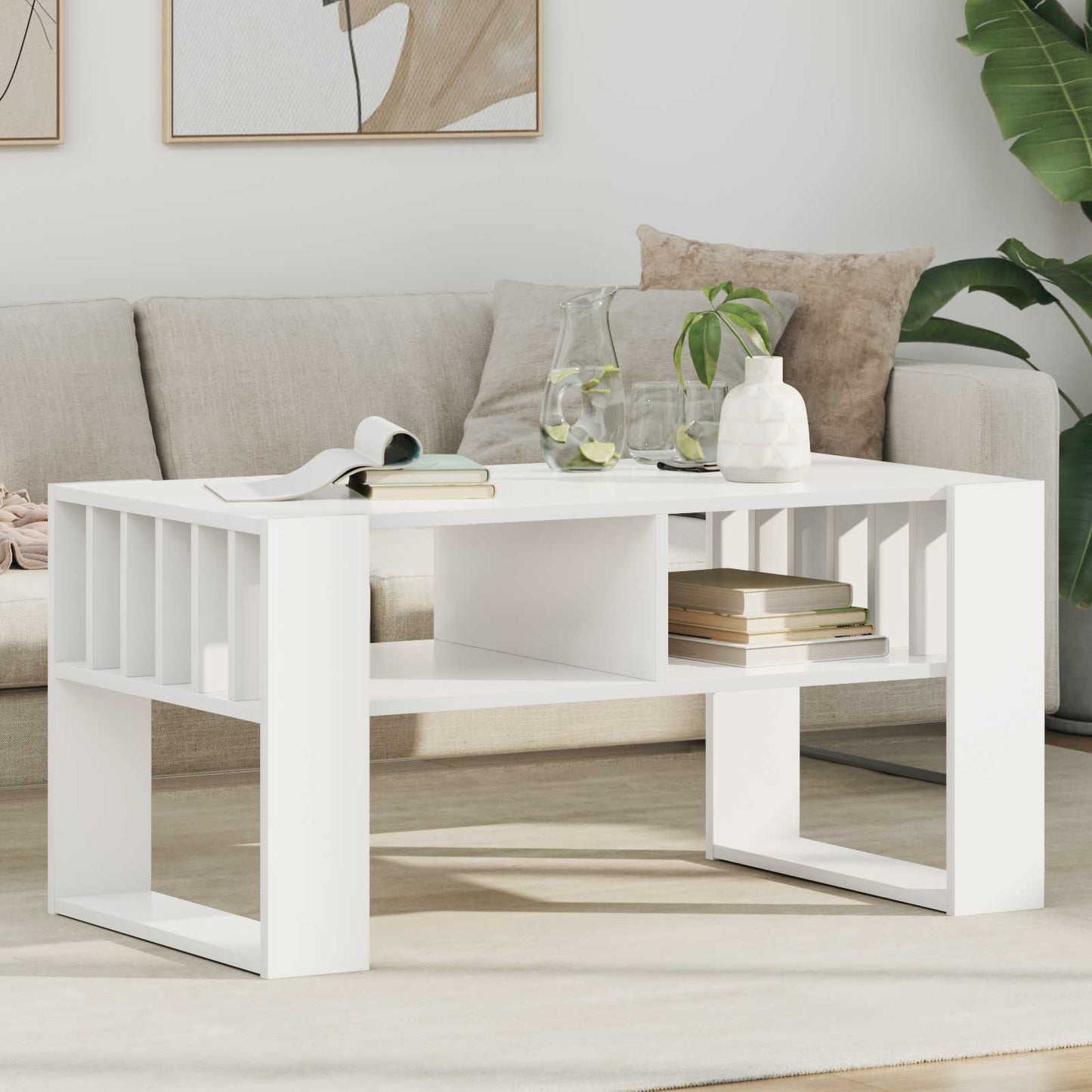 vidaXL Τραπεζάκι σαλονιού Λευκό 92 x 49,5 x 45 εκ. Επεξεργασμένο ξύλο