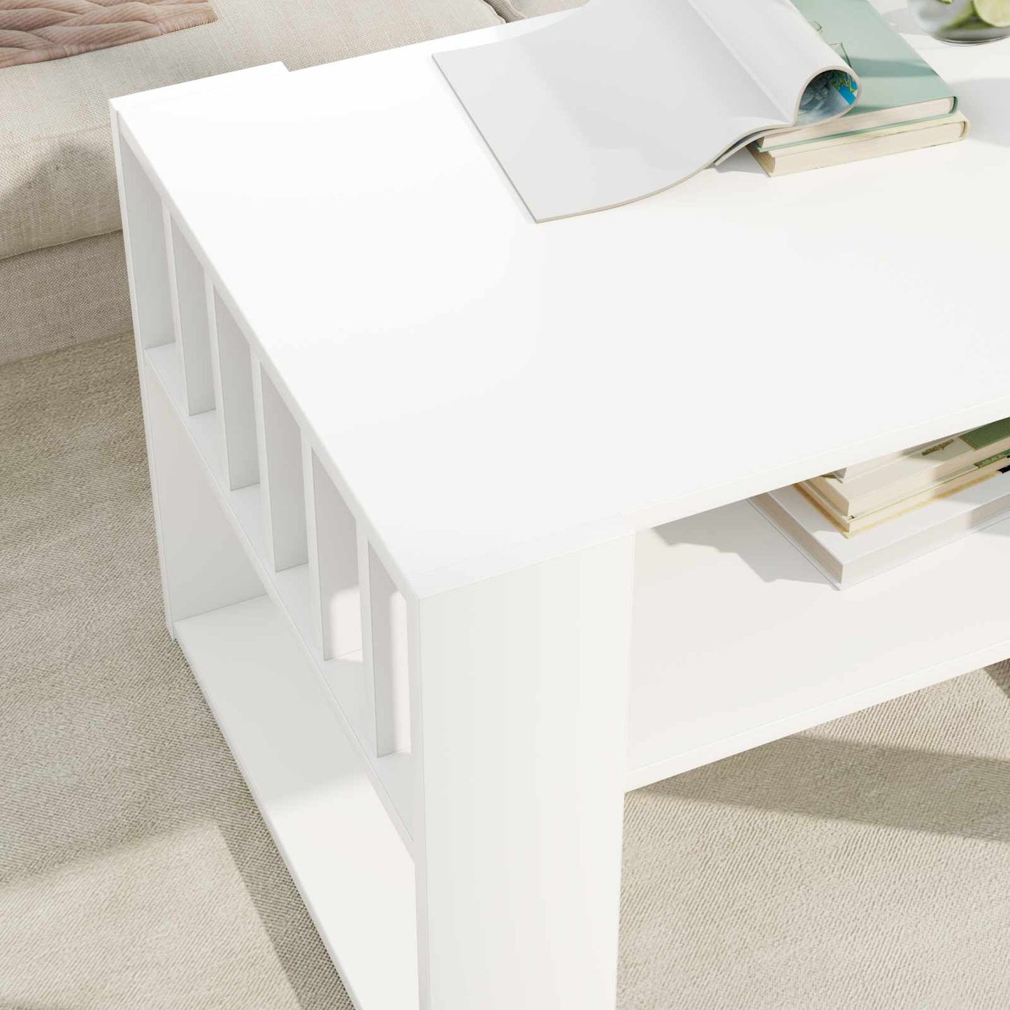 vidaXL Τραπεζάκι σαλονιού Λευκό 66 x 49,5 x 45 εκ. Επεξεργασμένο ξύλο