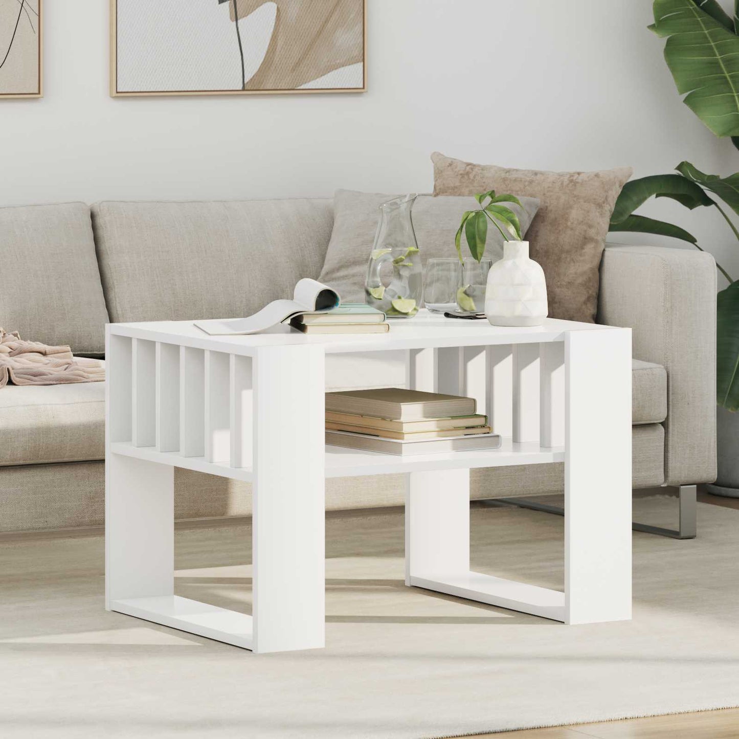 vidaXL Τραπεζάκι σαλονιού Λευκό 66 x 49,5 x 45 εκ. Επεξεργασμένο ξύλο