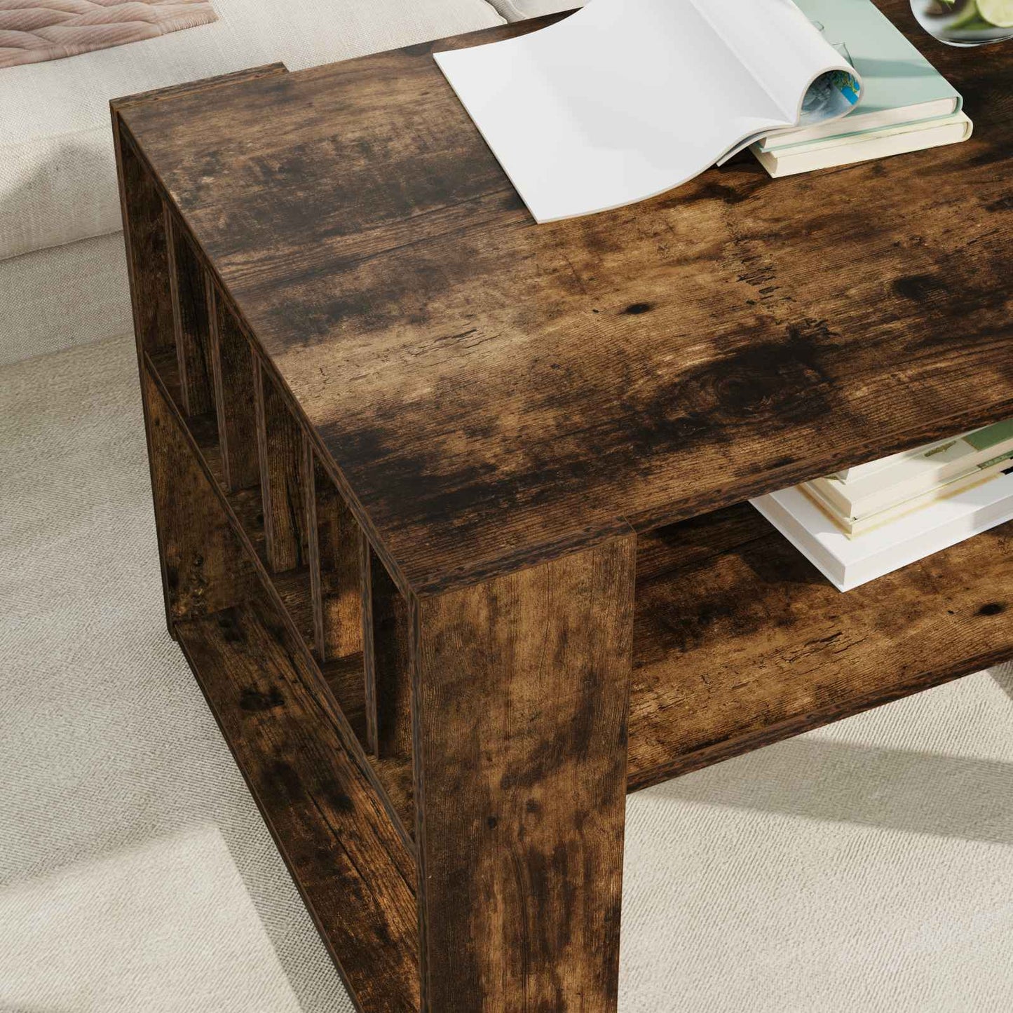 vidaXL Τραπεζάκι σαλονιού Καπνιστό Δρύς 66 x 49,5 x 45 εκ.