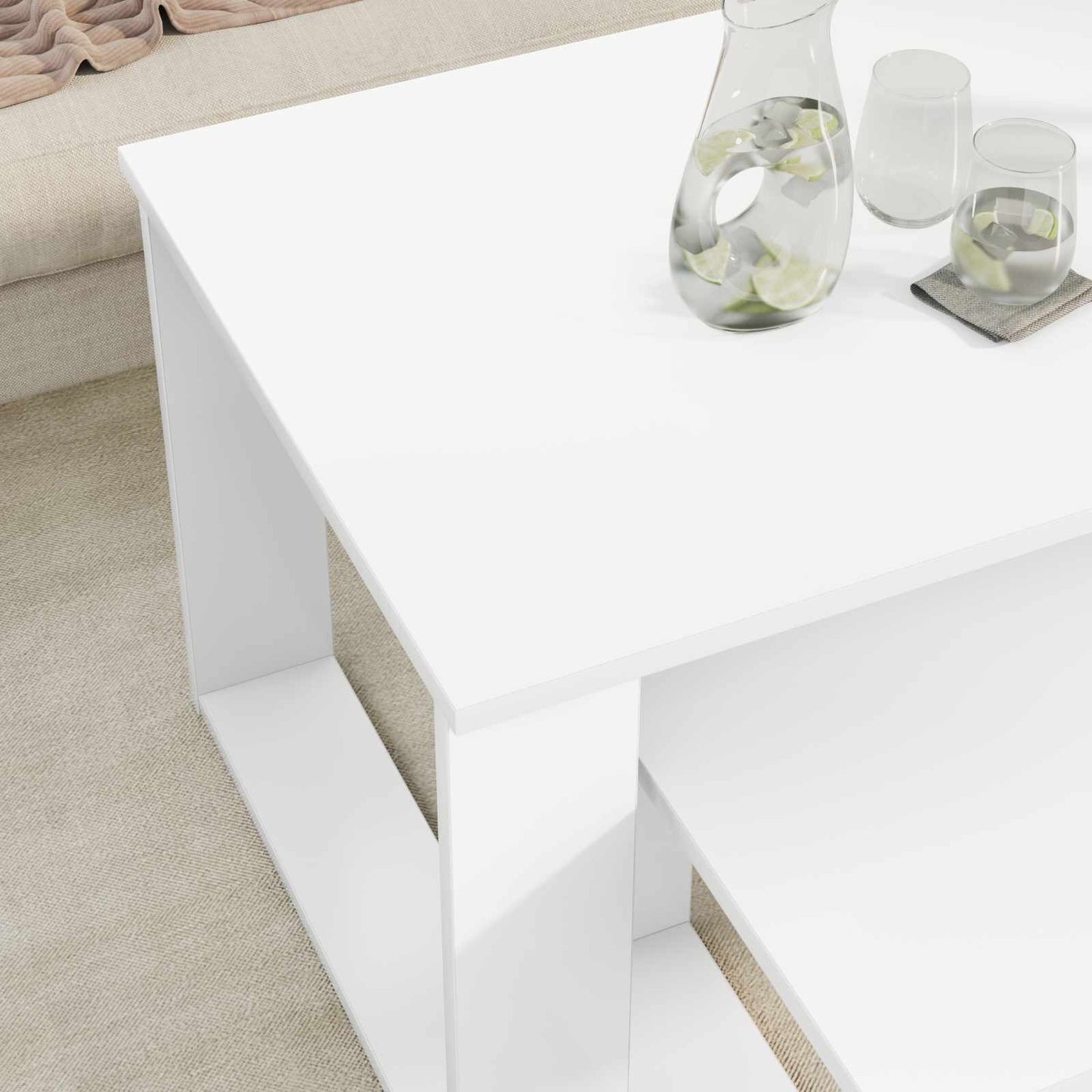 vidaXL Σετ Τραπεζιού Για Καφέ 2 pcs Λευκό Επεξεργασμένο ξύλο