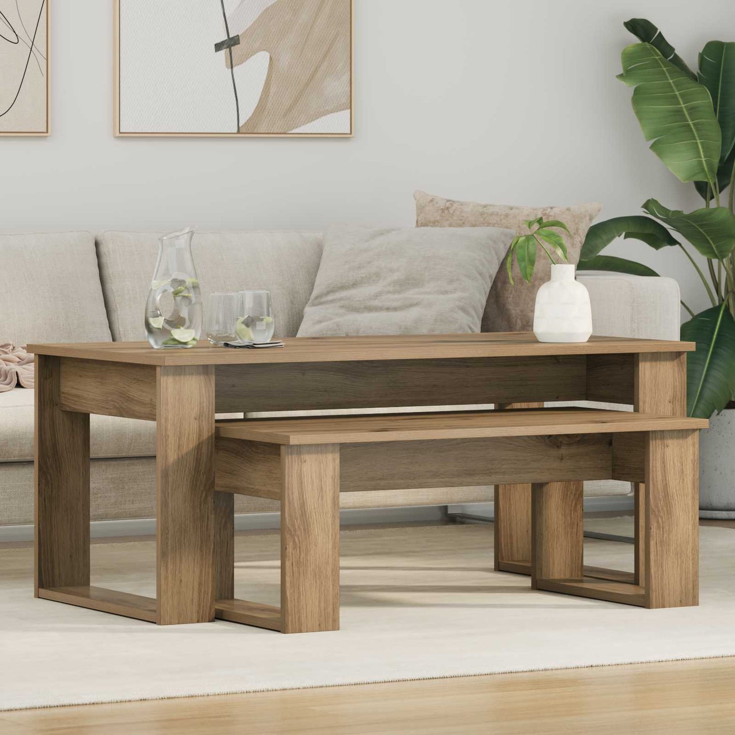 vidaXL Σετ Τραπεζιού Για Καφέ 2 pcs Artisan Oak Επεξεργασμένο ξύλο