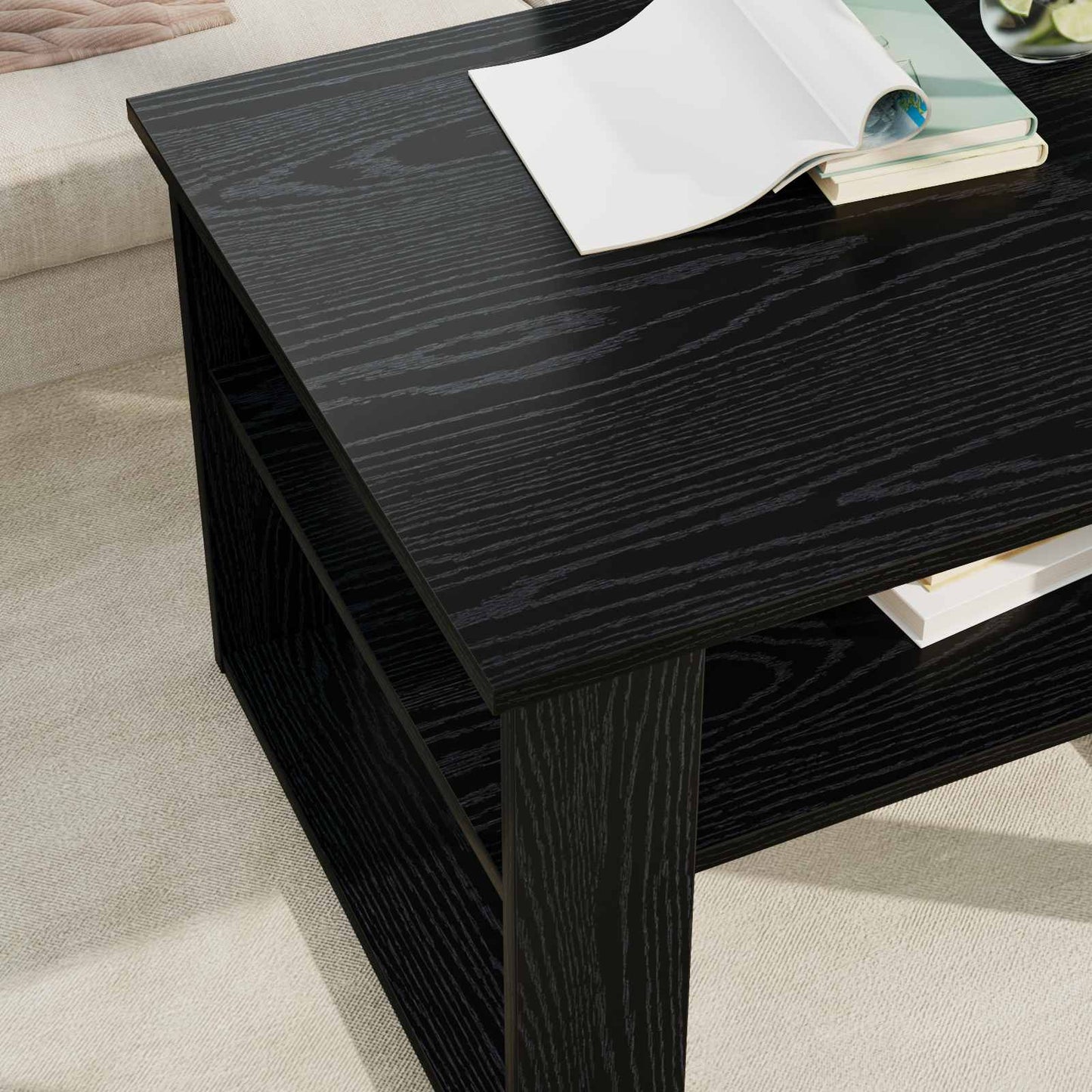 vidaXL Τραπεζάκι σαλονιού με αποθήκευση Μαύρη Οξυά 64 x 54 x 44 εκ