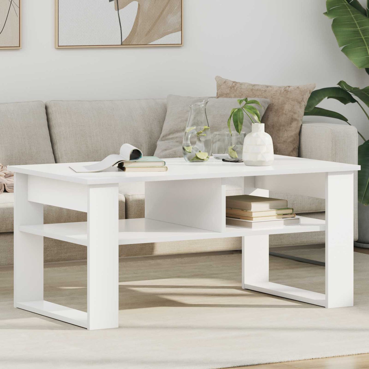 vidaXL Τραπεζάκι σαλονιού Λευκό 96 x 54 x 44 εκ Επεξεργασμένο ξύλο