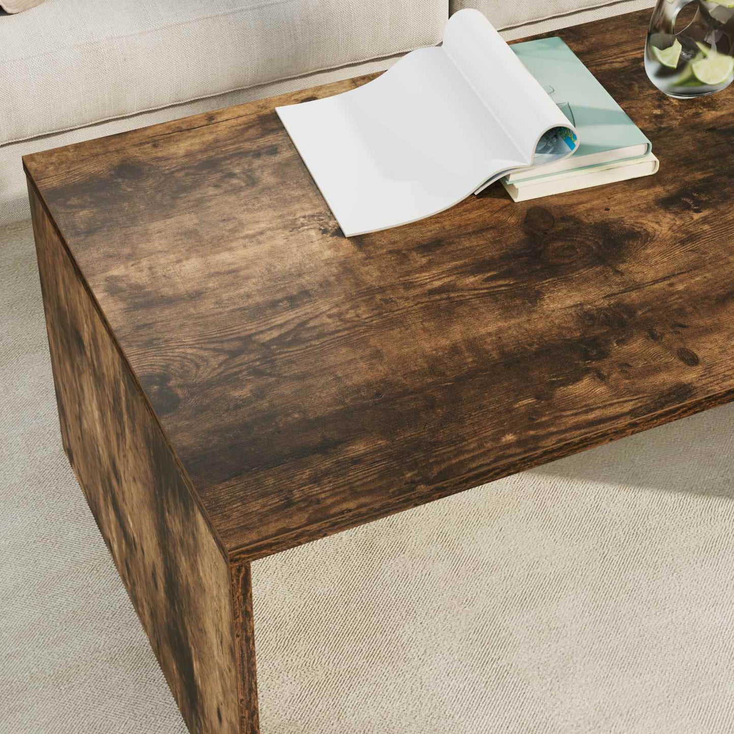 vidaXL Τραπεζάκι σαλονιού Καπνιστό Δρύς 95 x 50 x 34 εκ
