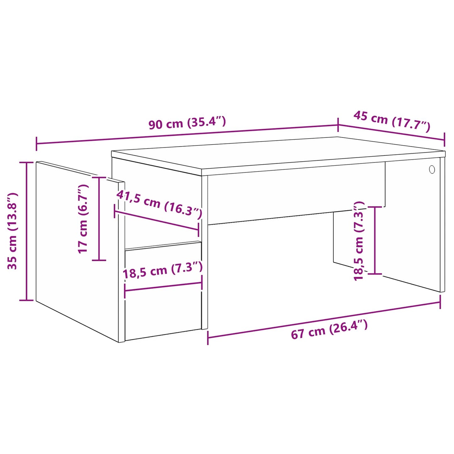 vidaXL Τραπεζάκι σαλονιού Μαύρη Οξυά 90 x 45 x 35 cm