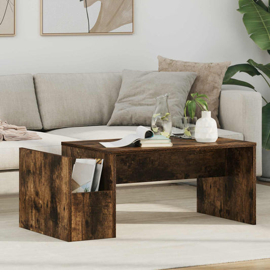 vidaXL Τραπεζάκι σαλονιού Καπνιστό Δρύς 90 x 45 x 35 cm
