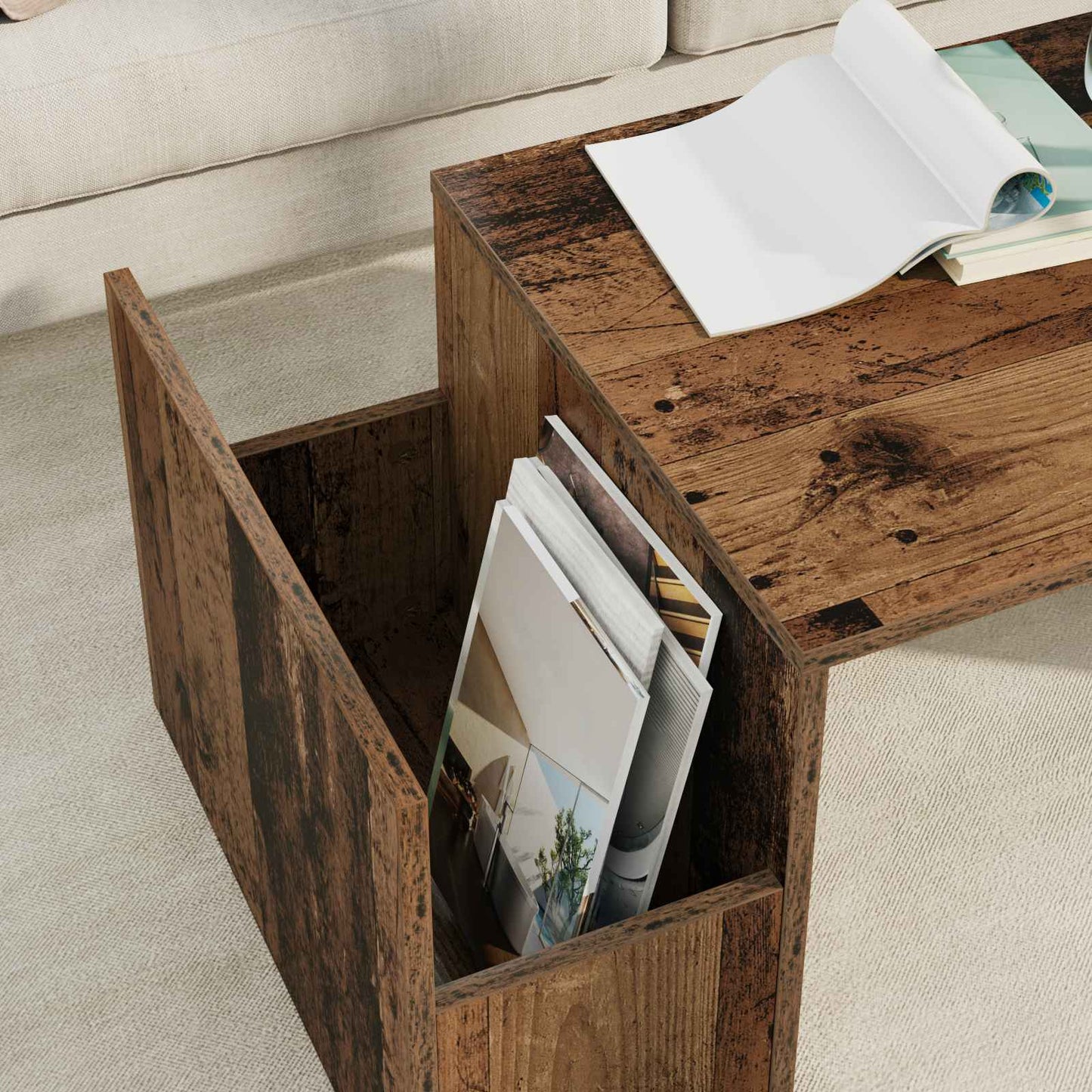 vidaXL Τραπεζάκι σαλονιού Παλιό ξύλο 90 x 45 x 35 cm