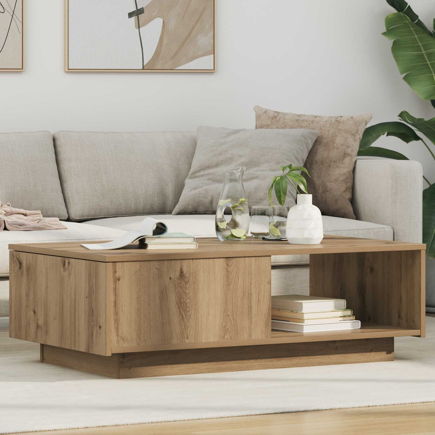 vidaXL Τραπεζάκι σαλονιού με συρτάρι Artisan Oak 95 x 55 x 31 εκ