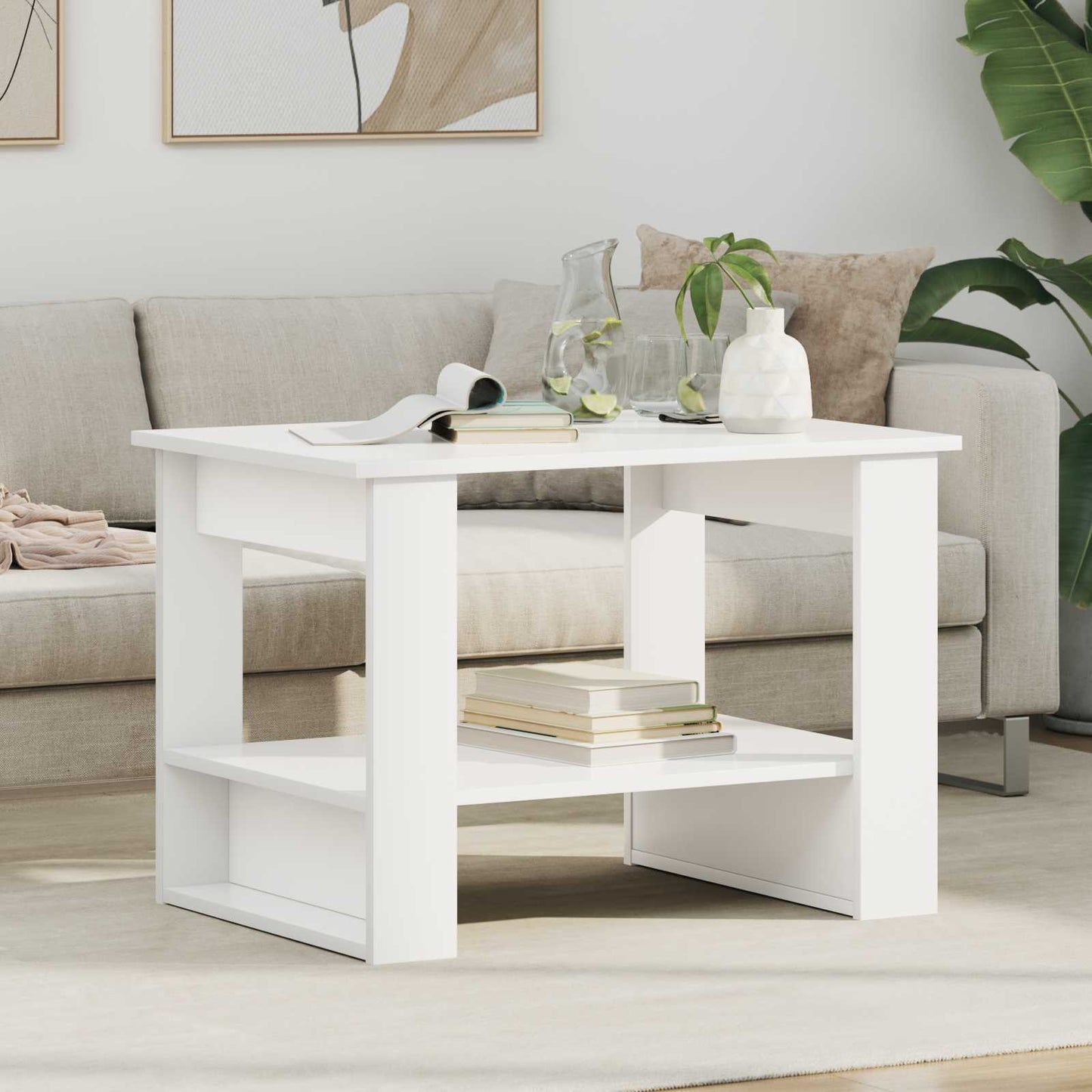 vidaXL Τραπεζάκι σαλονιού Λευκό 72 x 50 x 50 εκ. Επεξεργασμένο ξύλο