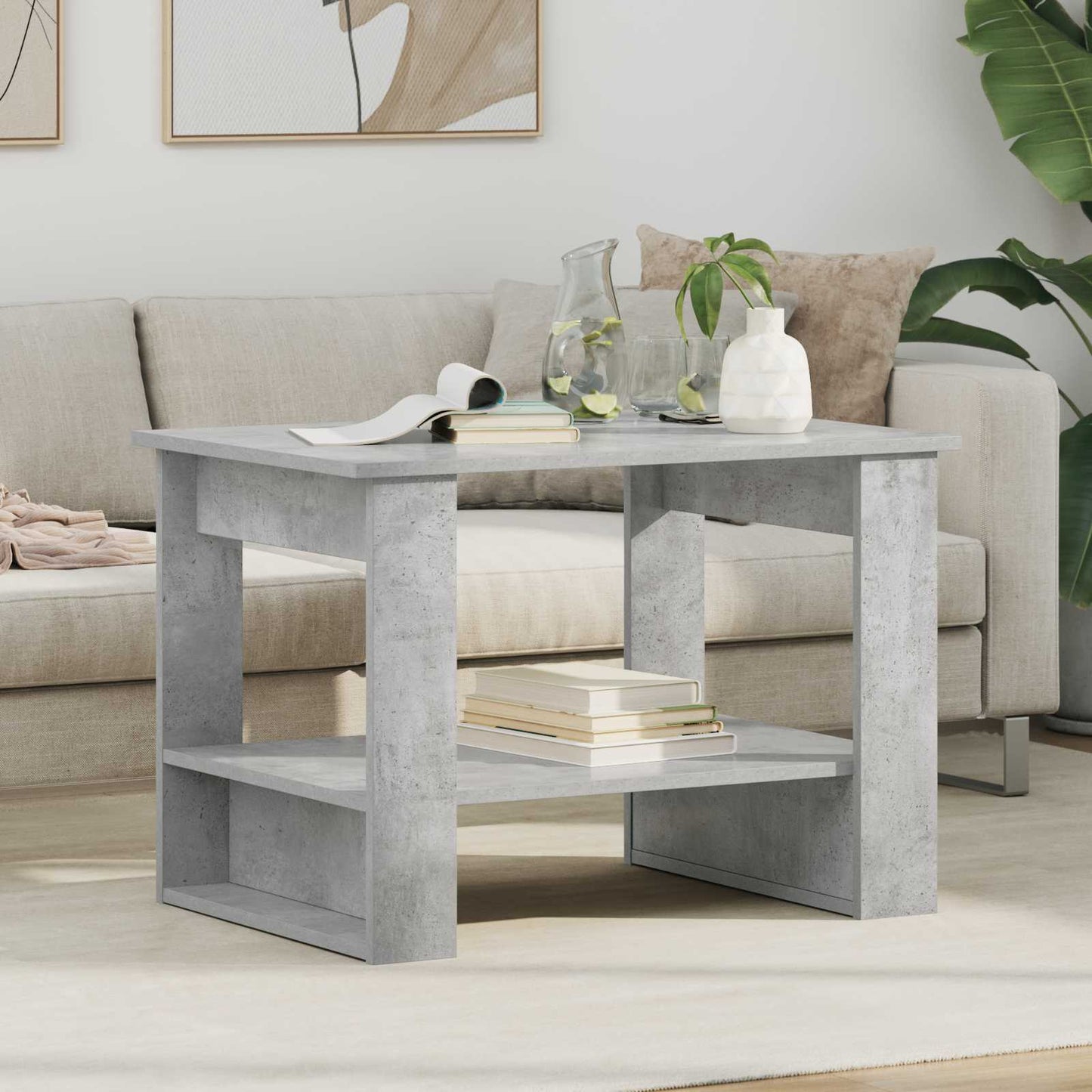 vidaXL Τραπεζάκι σαλονιού Σκυρόδεμα Γκρι 72 x 50 x 50 εκ.