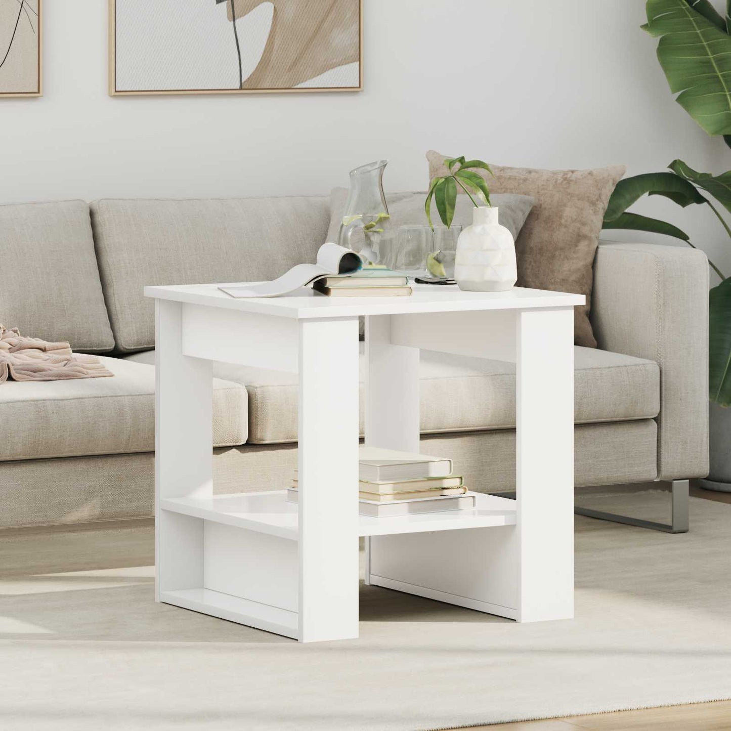 vidaXL Τραπεζάκι σαλονιού Λευκό 51 x 50 x 50 εκ. Επεξεργασμένο ξύλο
