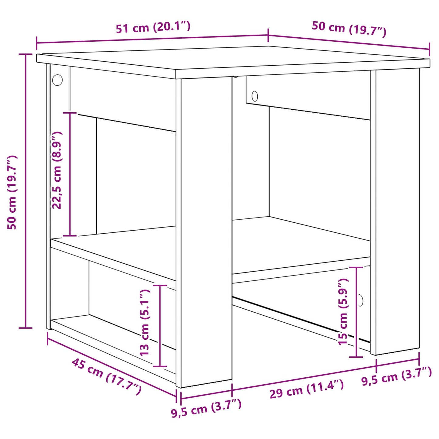 vidaXL Τραπεζάκι σαλονιού Σκυρόδεμα Γκρι 51 x 50 x 50 εκ.