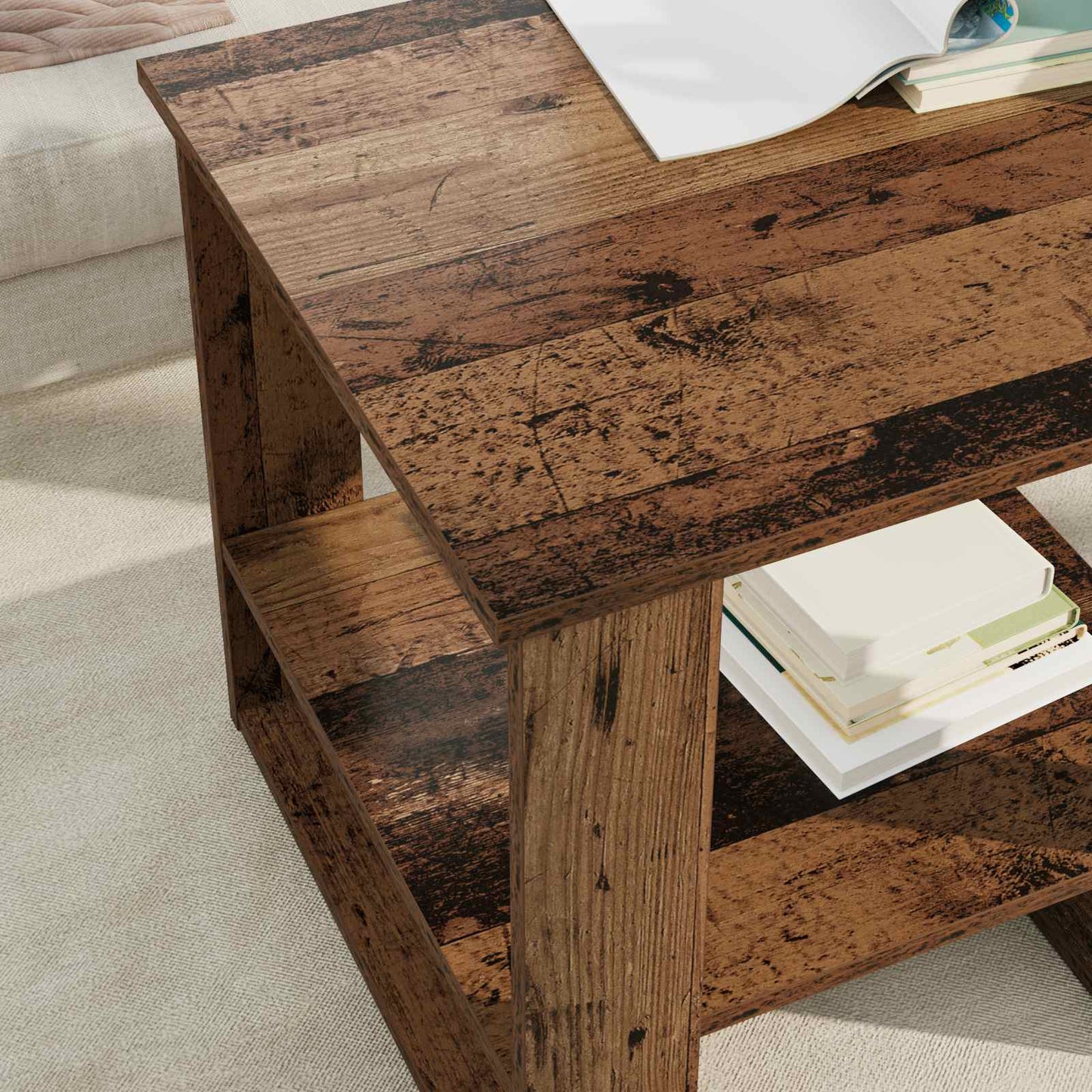 vidaXL Τραπεζάκι σαλονιού Παλιό ξύλο 51 x 50 x 50 εκ.