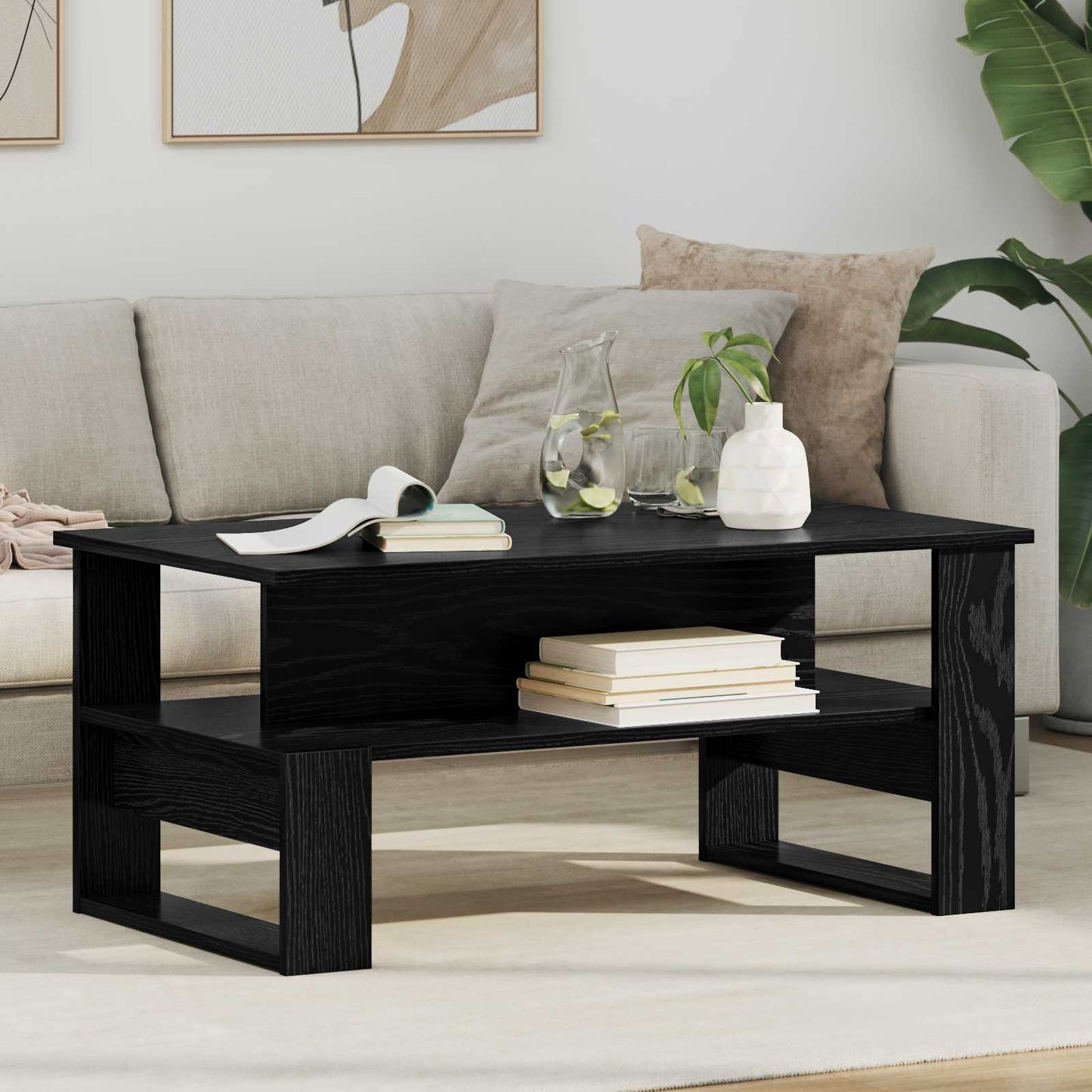 vidaXL Τραπεζάκι σαλονιού Μαύρη Οξυά 90 x 50 x 40 cm