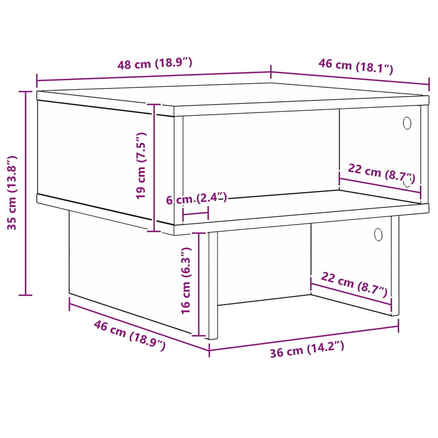vidaXL Τραπεζάκι σαλονιού Παλιό ξύλο 48 x 46 x 35 εκ.