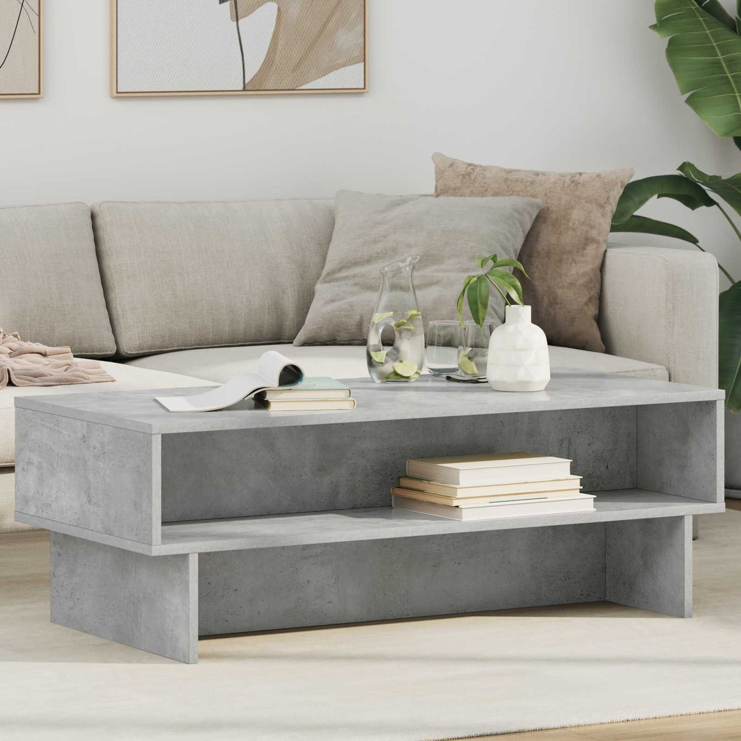 vidaXL Τραπεζάκι σαλονιού Σκυρόδεμα Γκρι 100 x 46 x 35 εκ.