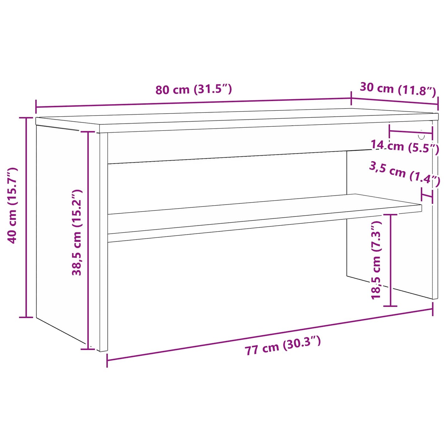 vidaXL Ντουλάπι TV 80 x 30 x 40 εκ Artisan Oak Επεξεργασμένο Ξύλο