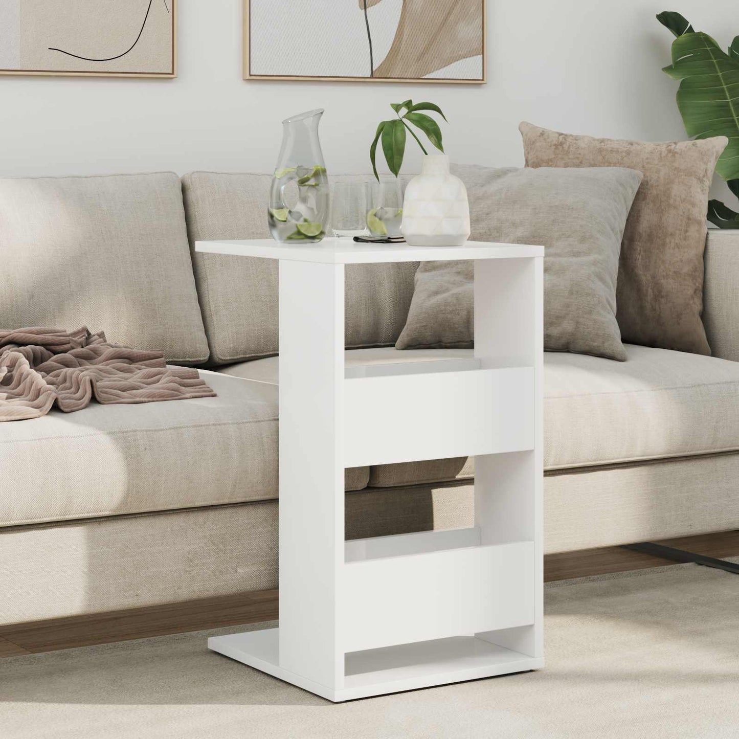 vidaXL Τραπεζάκι Πλευράς Λευκό 40 x 35 x 60,5 εκ Επεξεργασμένο ξύλο