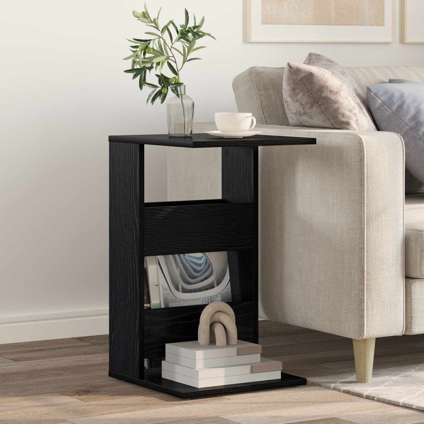 vidaXL Τραπεζάκι Πλευράς Μαύρη Οξυά 40 x 35 x 60,5 εκ