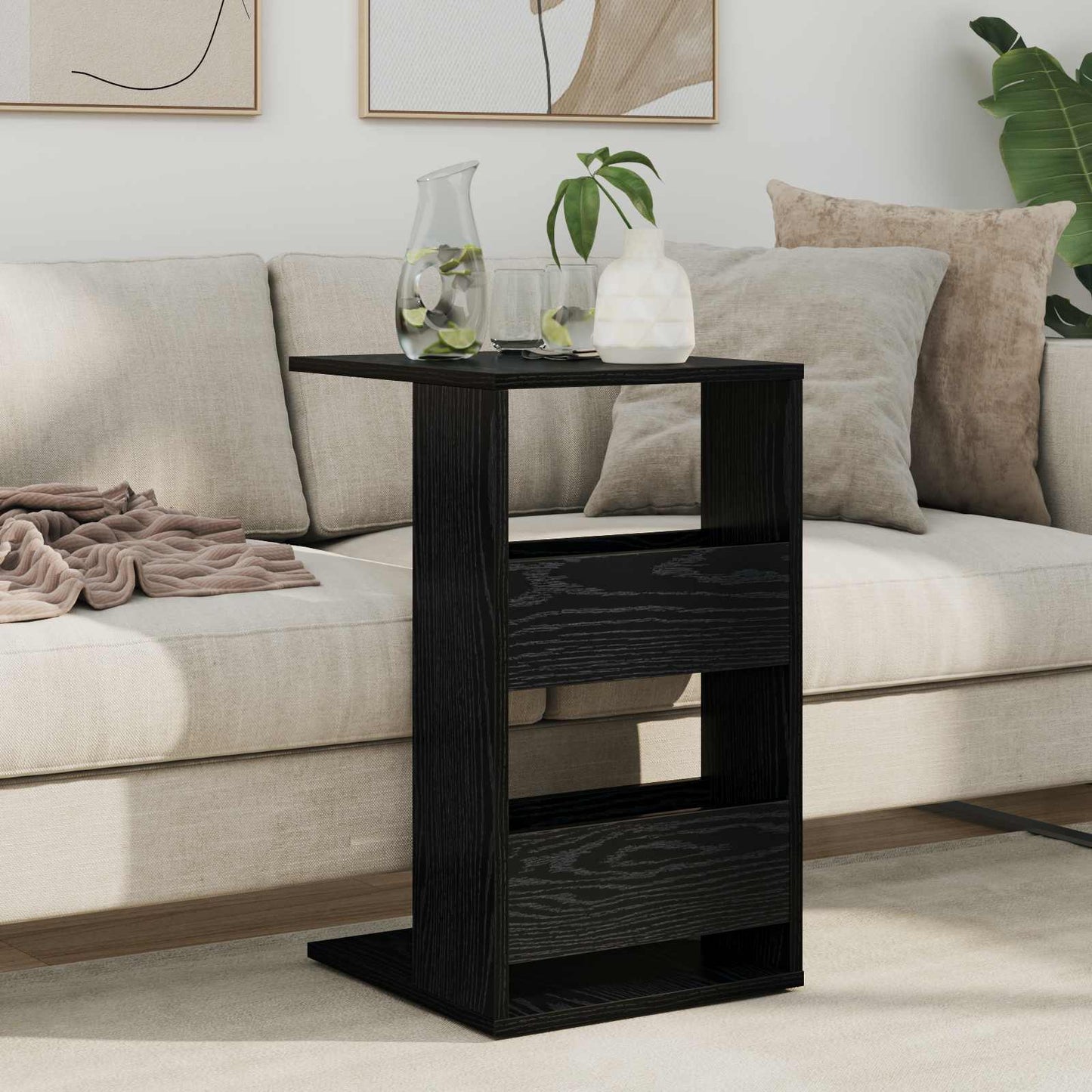 vidaXL Τραπεζάκι Πλευράς Μαύρη Οξυά 40 x 35 x 60,5 εκ