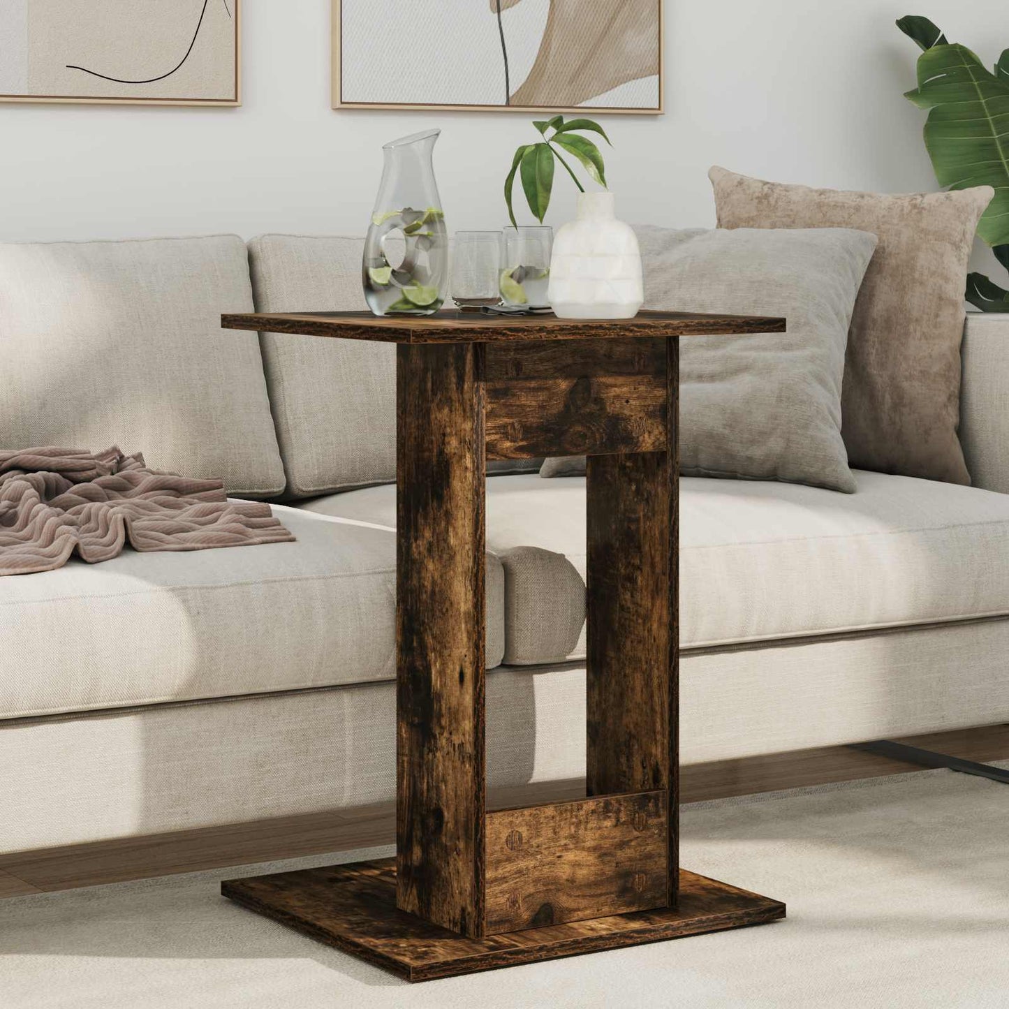 vidaXL Τραπεζάκι Πλευράς Καπνιστό Δρύς 45 x 40 x 62,5 εκ.