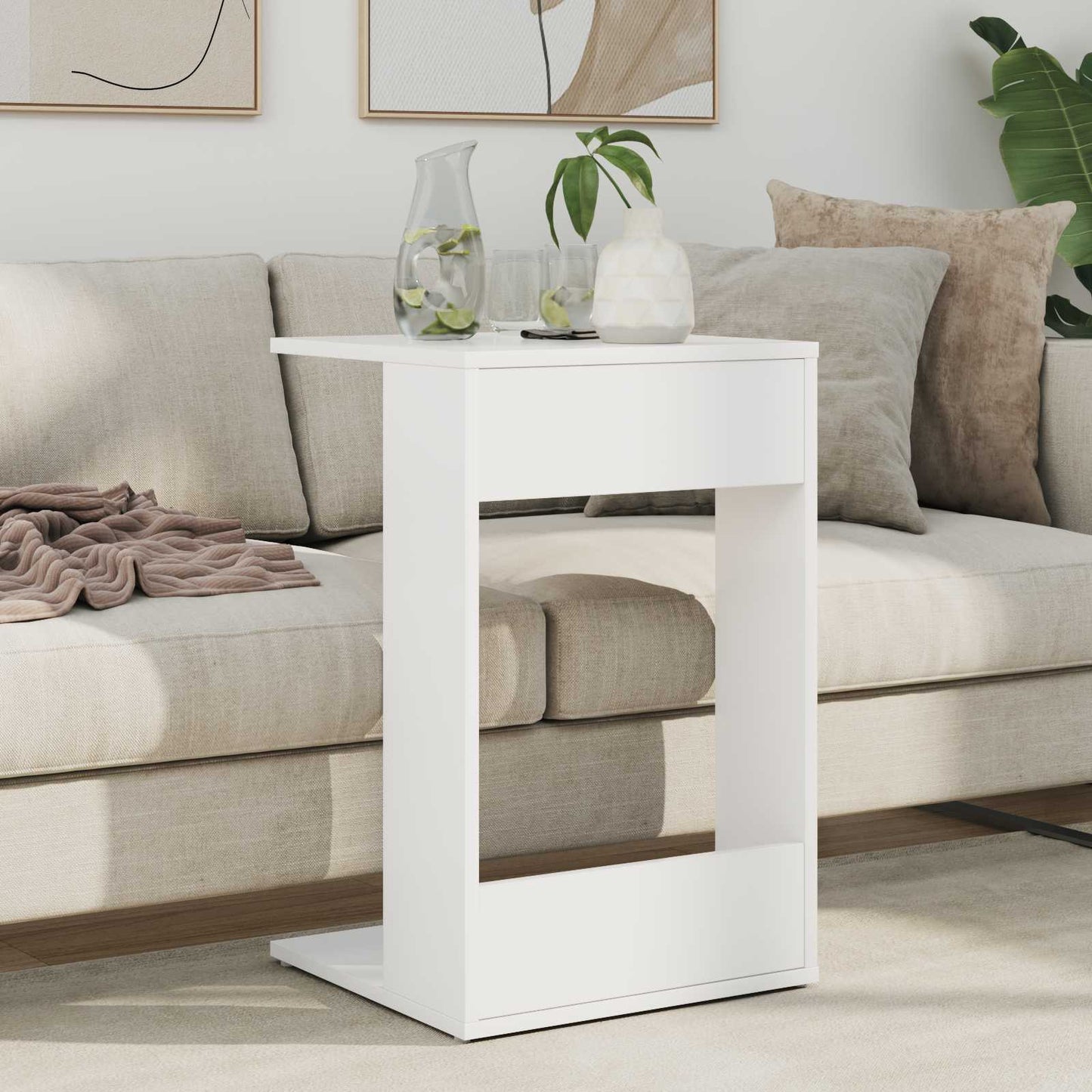 vidaXL Τραπεζάκι Πλευράς Λευκό 40 x 38 x 62,5 εκ Επεξεργασμένο ξύλο