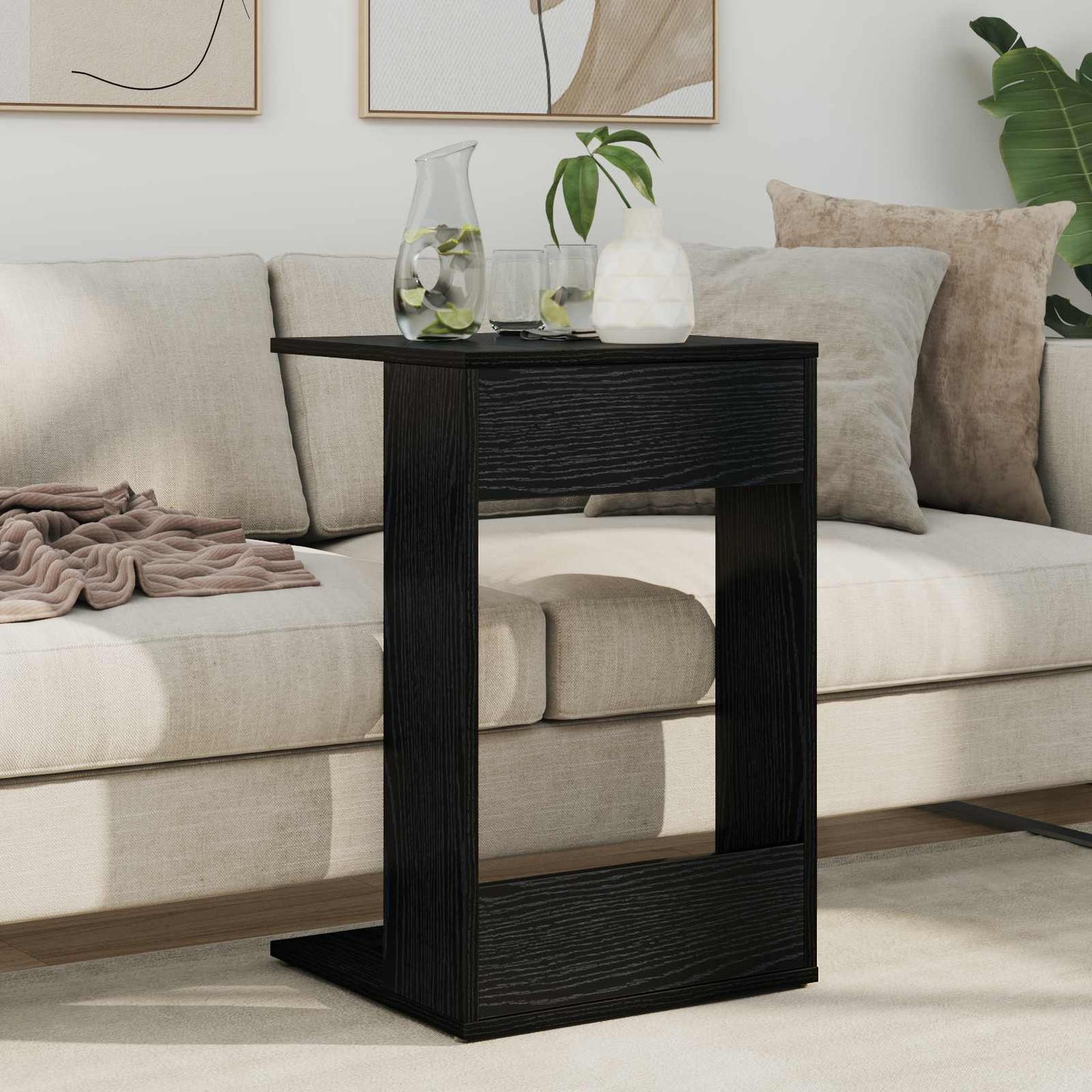 vidaXL Τραπεζάκι Πλευράς Μαύρη Οξυά 40 x 38 x 62,5 εκ